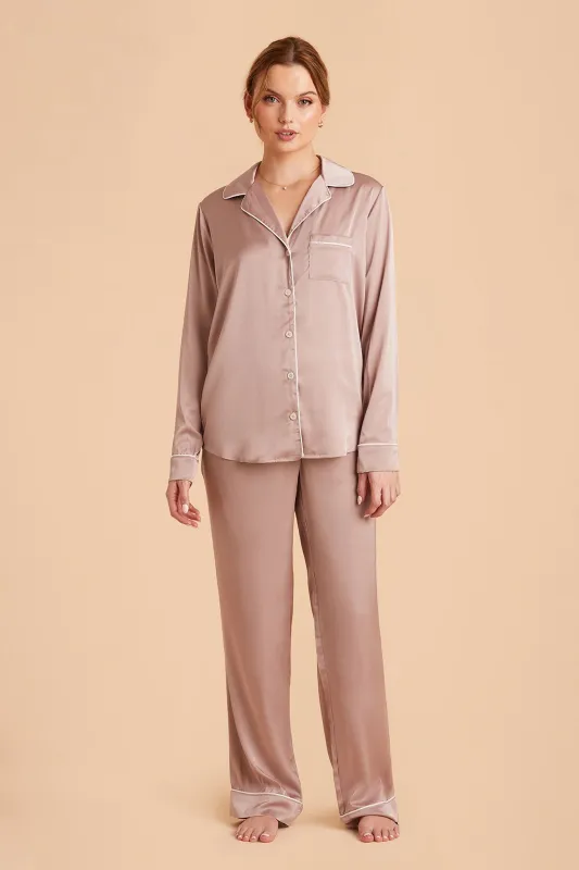 Jenna Matte Satin Pajamas - Mauve Taupe sold by Birdy Grey
