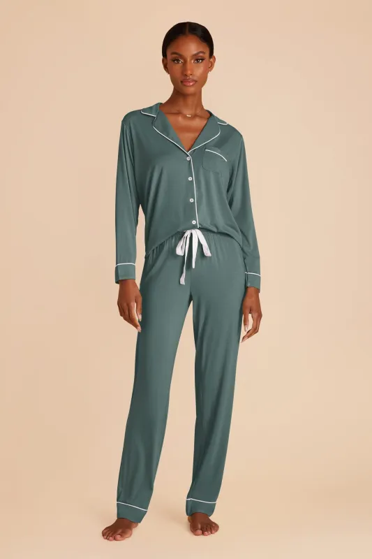 Jenna Bamboo Pajamas - Sea Glass sold by Birdy Grey