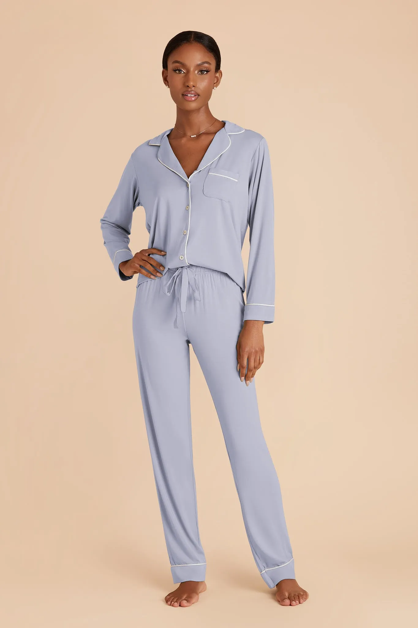 Jenna Bamboo Pajamas - Dusty Blue sold by Birdy Grey product image thumbnail 3