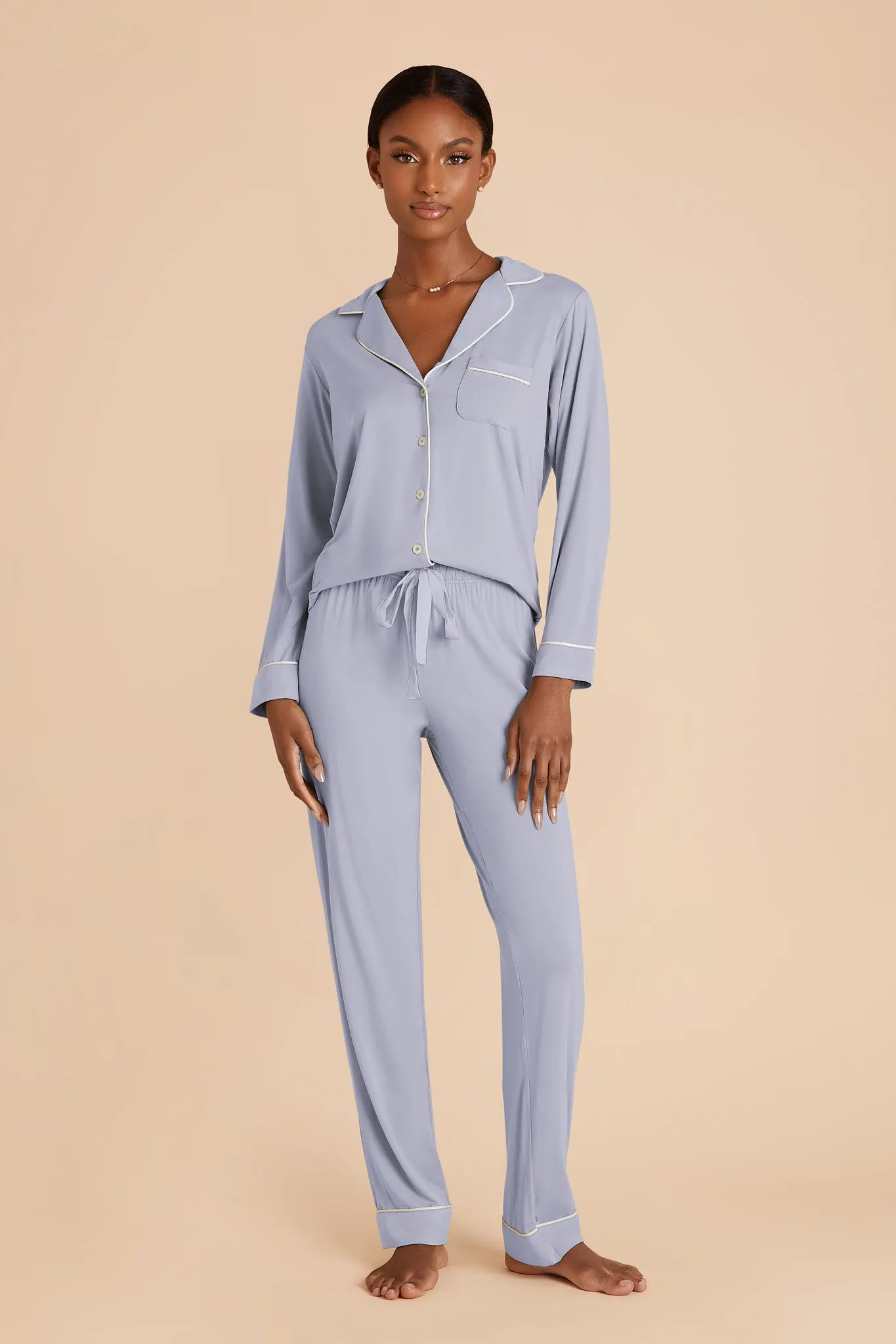 Jenna Bamboo Pajamas - Dusty Blue sold by Birdy Grey
