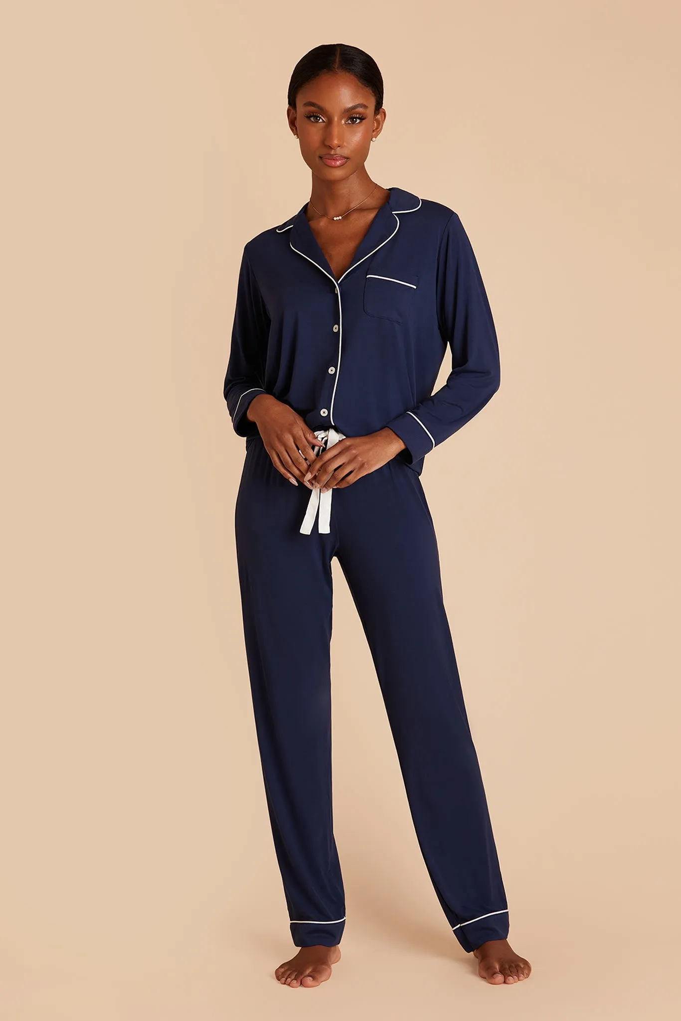 Jenna Bamboo Pajama Set - Navy sold by Birdy Grey product image thumbnail 5