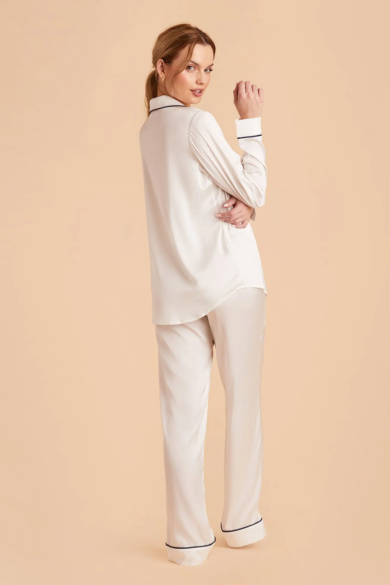 Jenna Matte Satin Pajamas - Ivory sold by Birdy Grey product image thumbnail 5