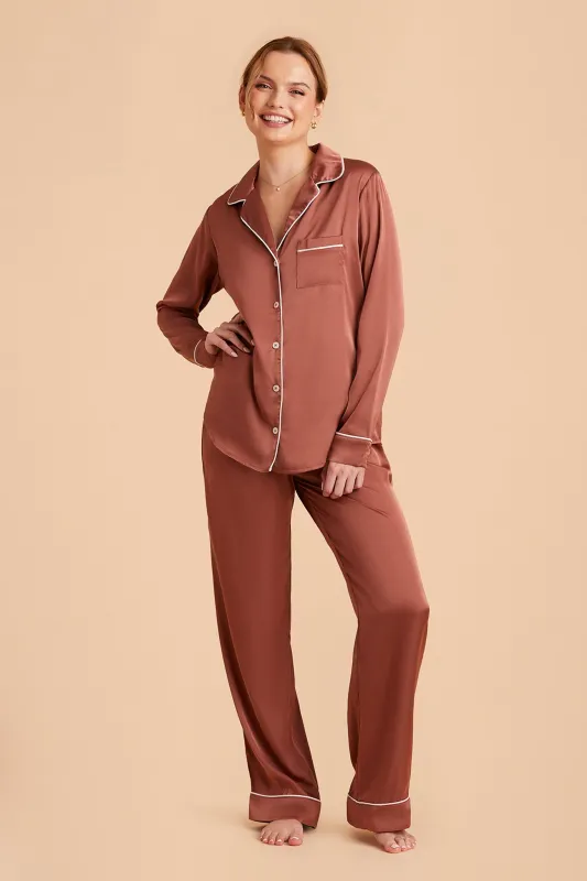 Jenna Matte Satin Pajamas - Desert Rose sold by Birdy Grey