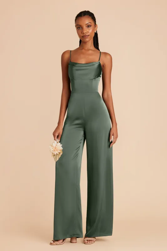 Donna Matte Satin Jumpsuit - Eucalyptus sold by Birdy Grey