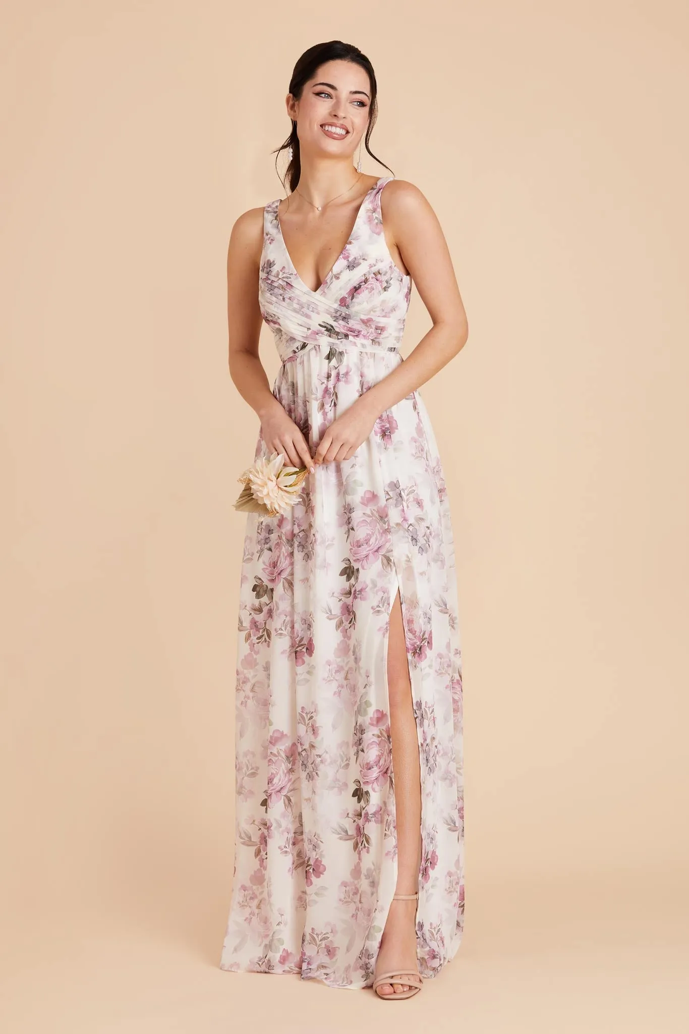 Laurie Chiffon Dress - Dusty Pink Peonies sold by Birdy Grey product image thumbnail 4