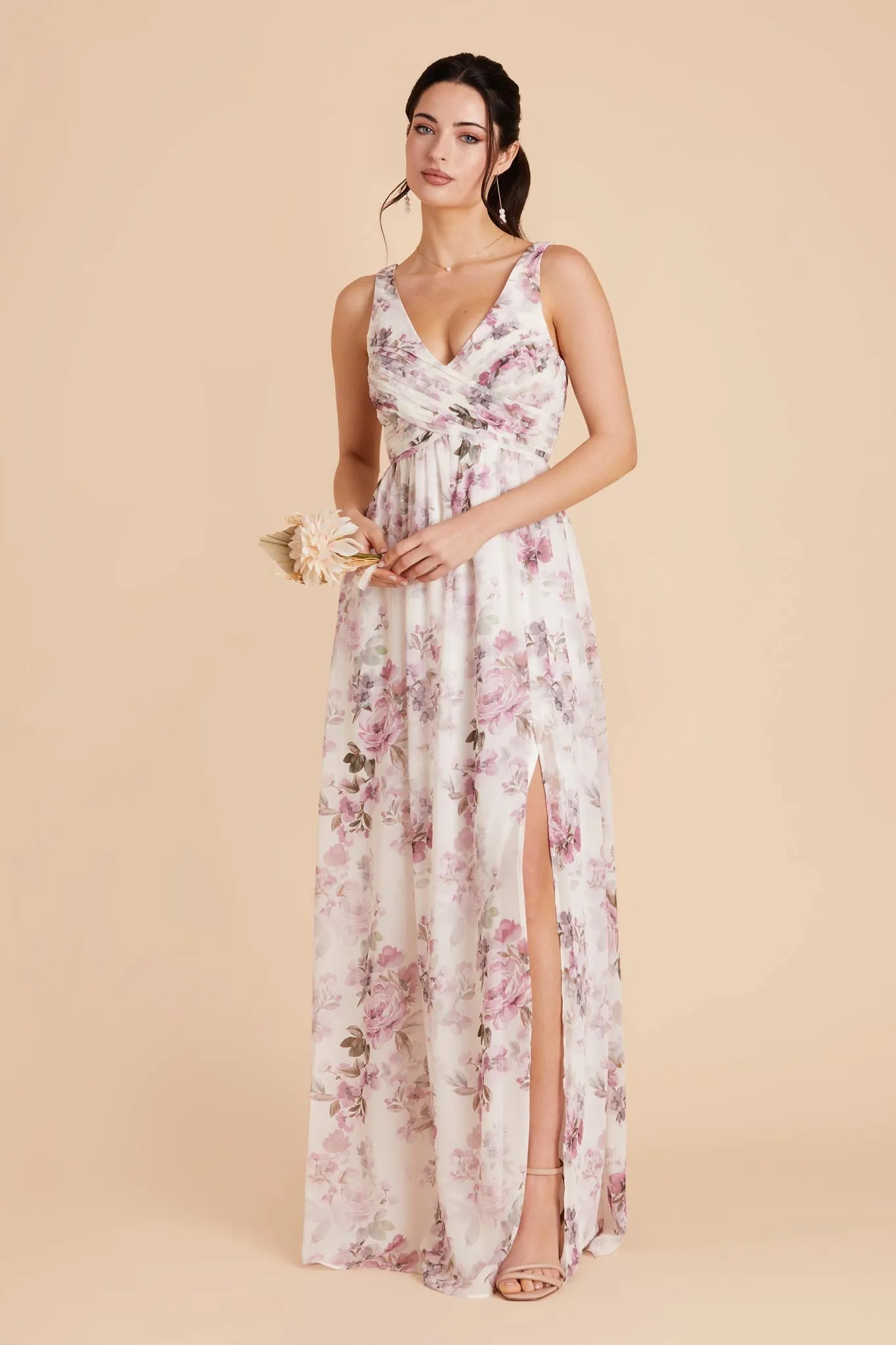 Laurie Chiffon Dress - Dusty Pink Peonies sold by Birdy Grey product image thumbnail 3