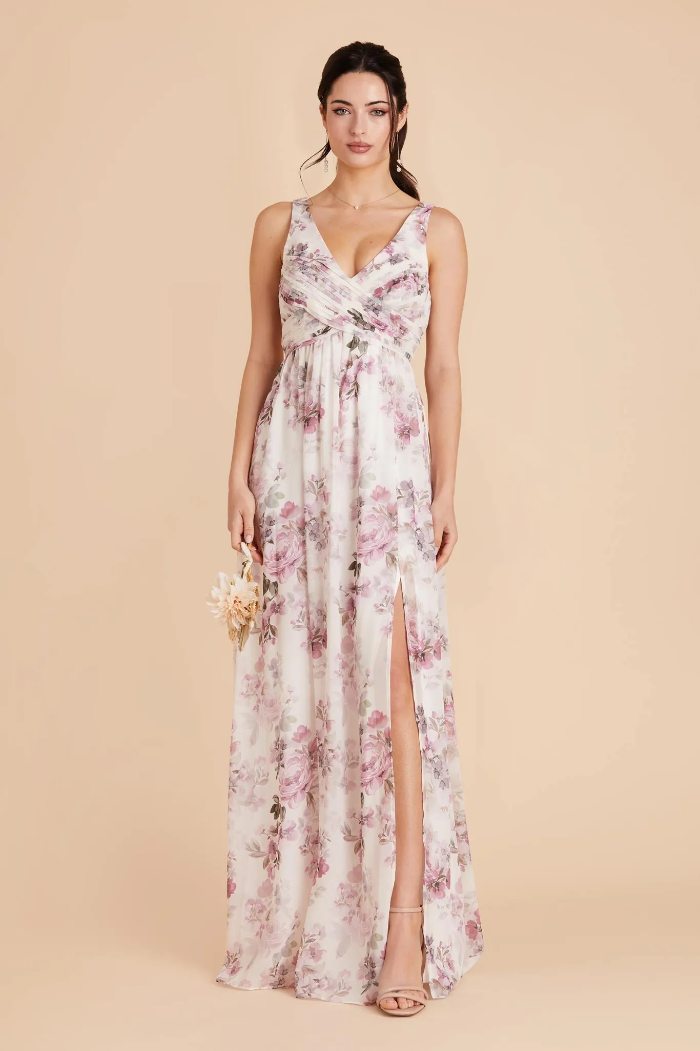 Laurie Chiffon Dress - Dusty Pink Peonies sold by Birdy Grey product image thumbnail 5