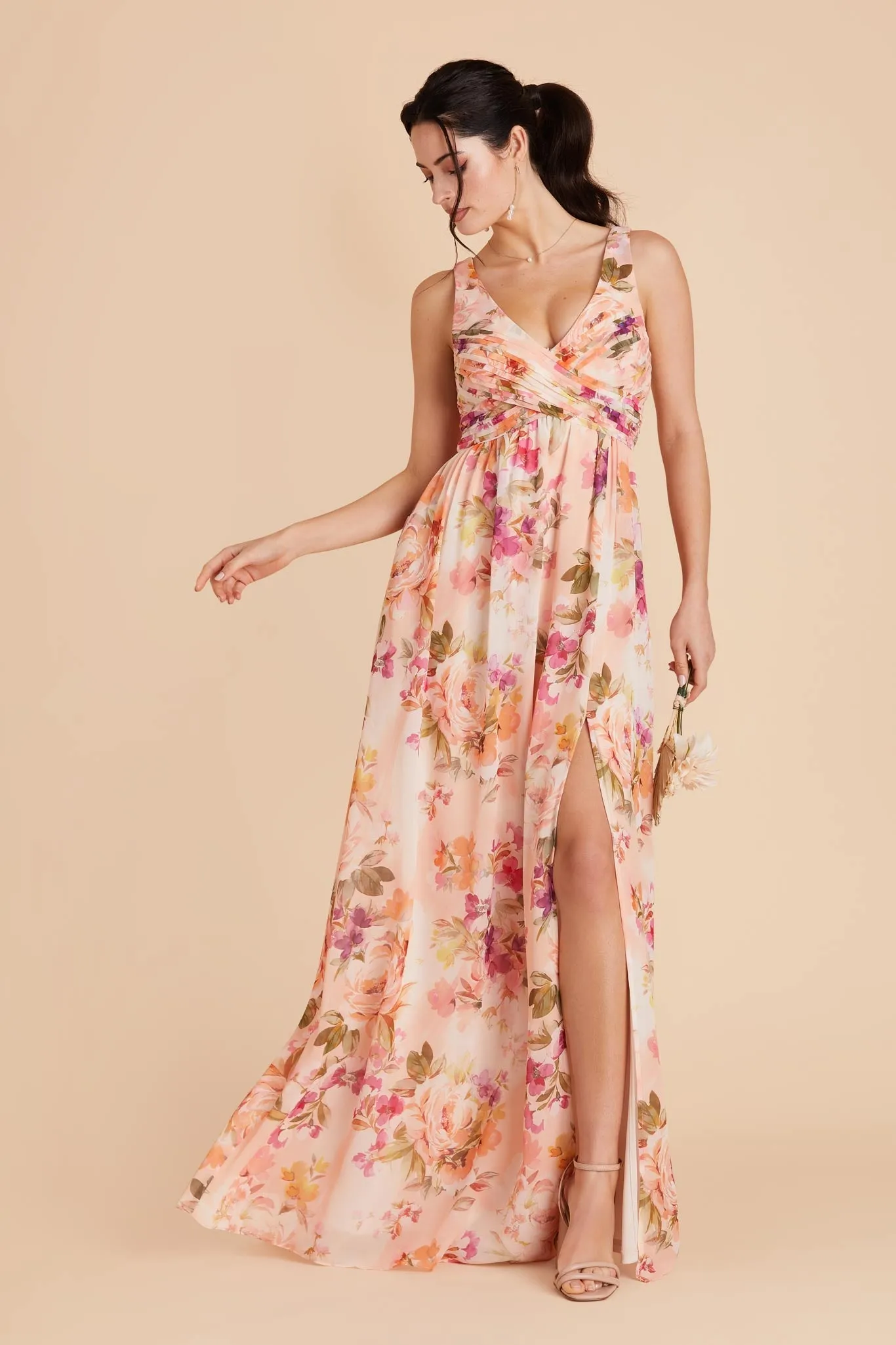 Laurie Chiffon Dress - Coral Sunset Peonies sold by Birdy Grey product image thumbnail 5
