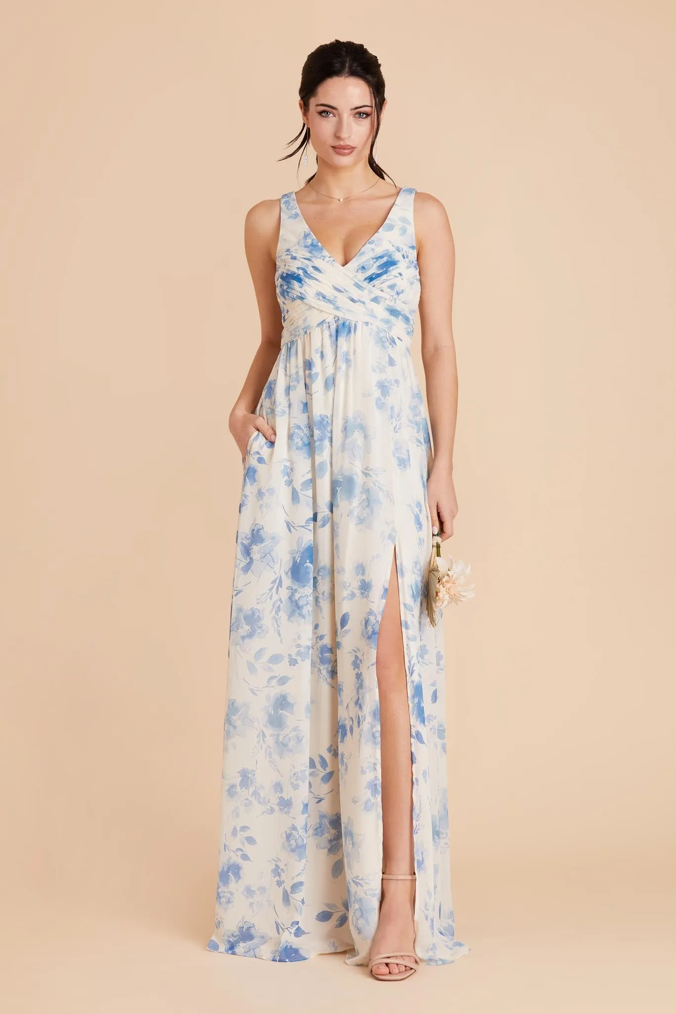 Laurie Chiffon Dress - Blue Rococo Floral sold by Birdy Grey product image thumbnail 3