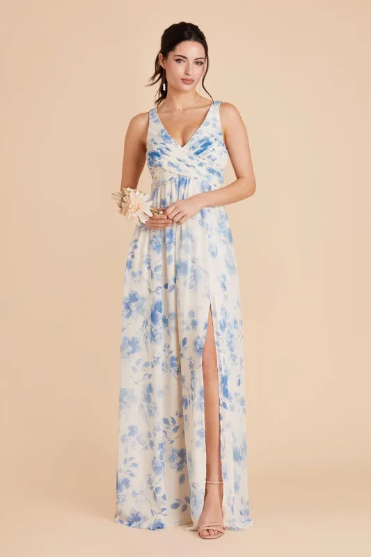 Laurie Chiffon Dress - Blue Rococo Floral sold by Birdy Grey
