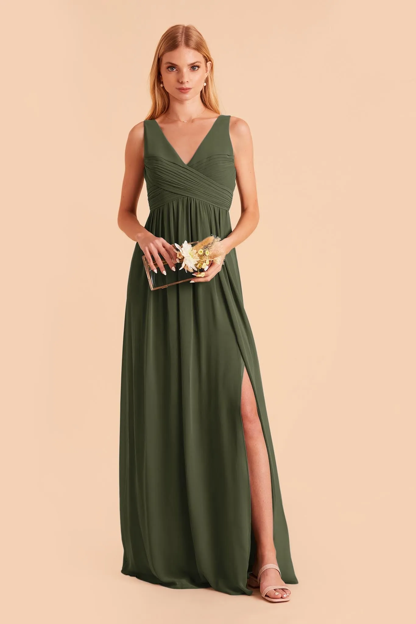 Laurie Chiffon Dress - Olive sold by Birdy Grey product image thumbnail 4