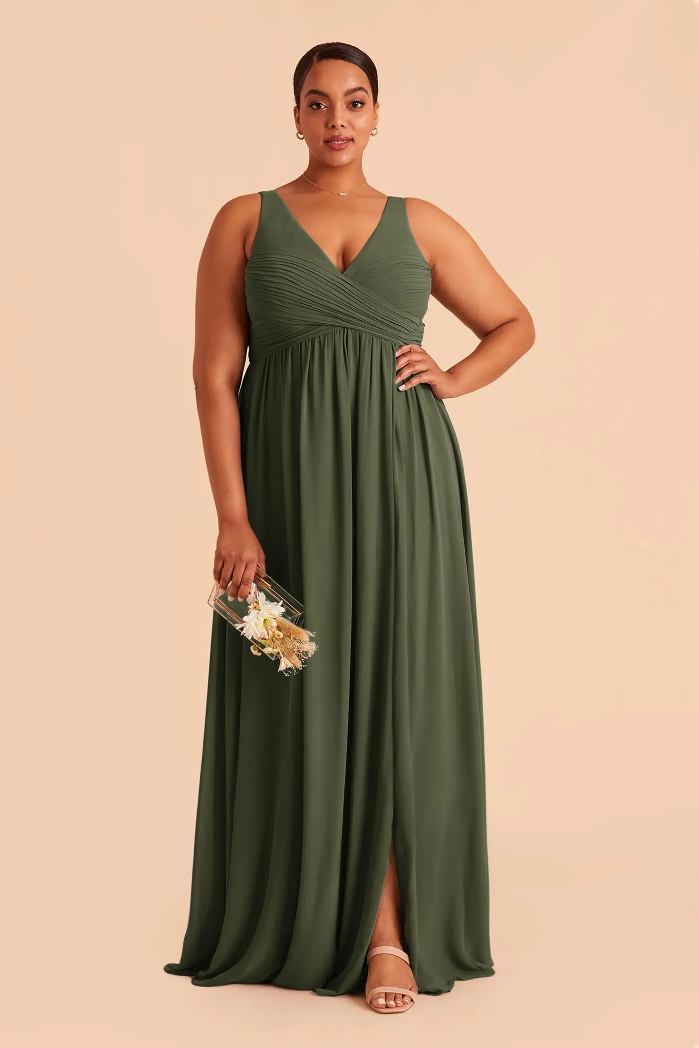 Laurie Chiffon Dress - Olive sold by Birdy Grey product image thumbnail 3