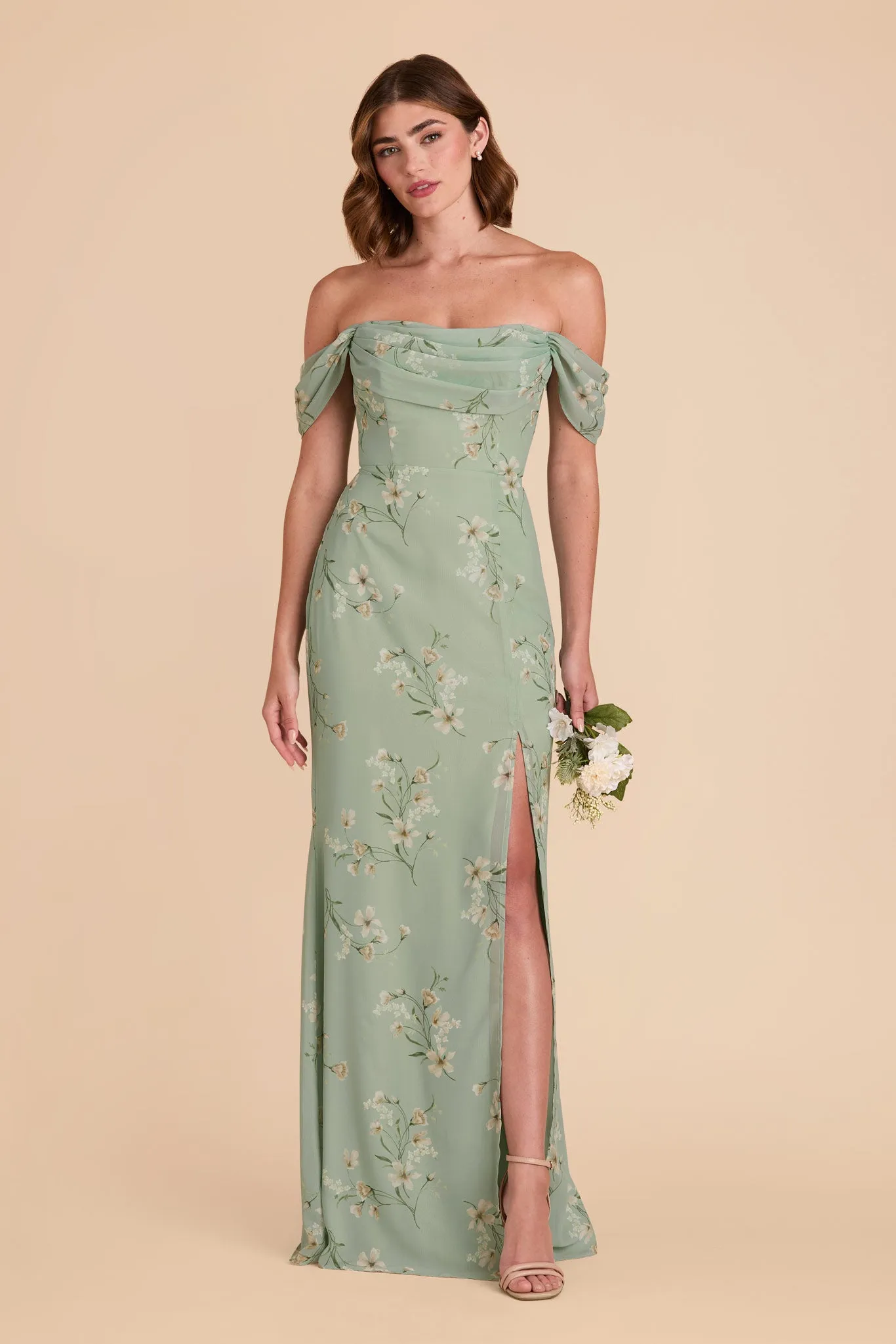 Mira Chiffon Dress - Sage Le Fleur sold by Birdy Grey