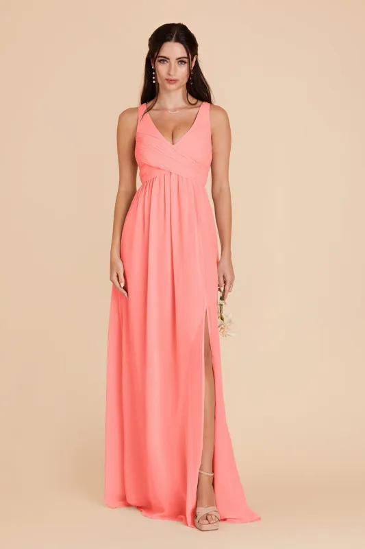 Laurie Chiffon Dress - Coral Pink sold by Birdy Grey