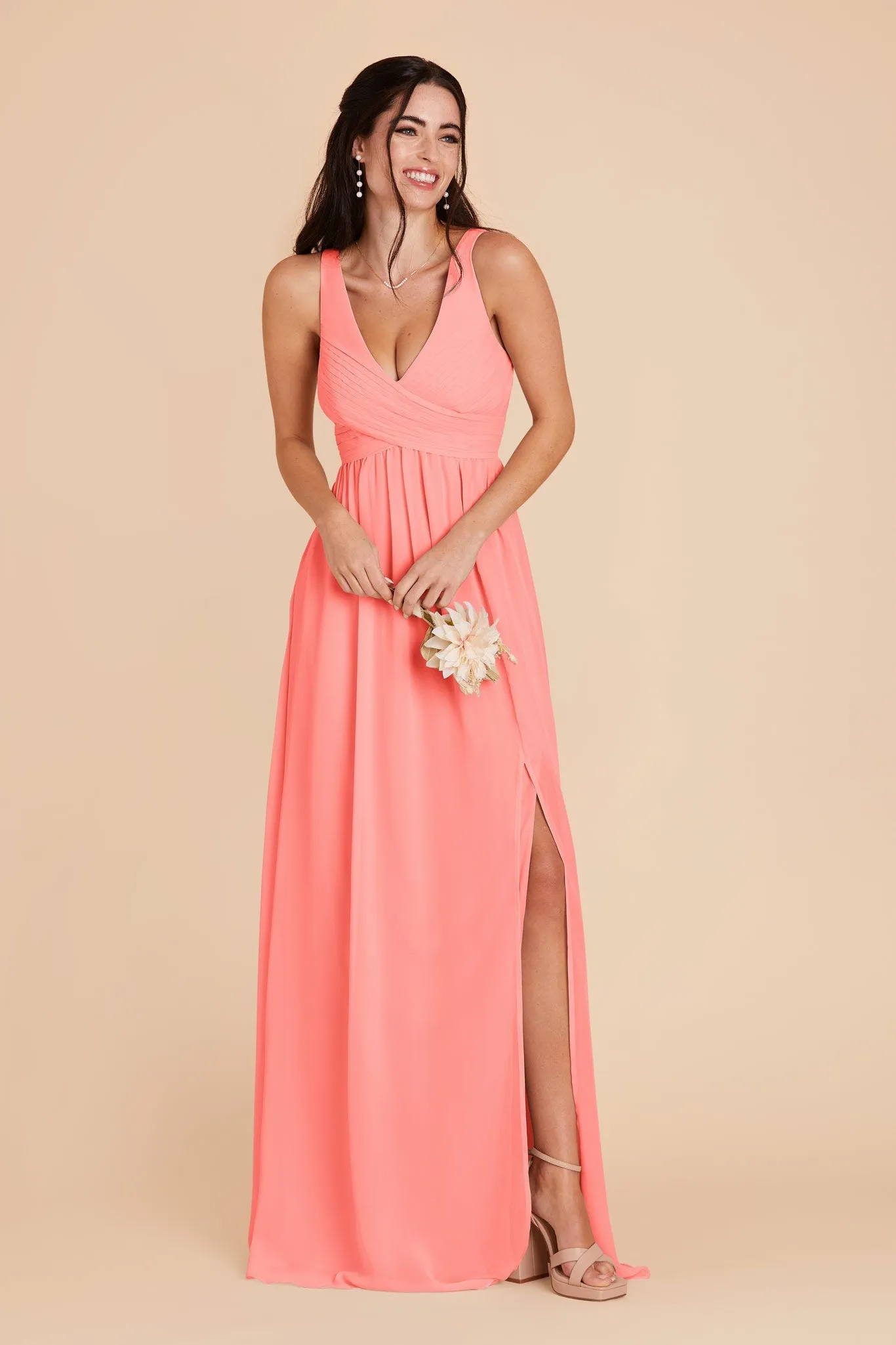Laurie Chiffon Dress - Coral Pink sold by Birdy Grey product image thumbnail 5