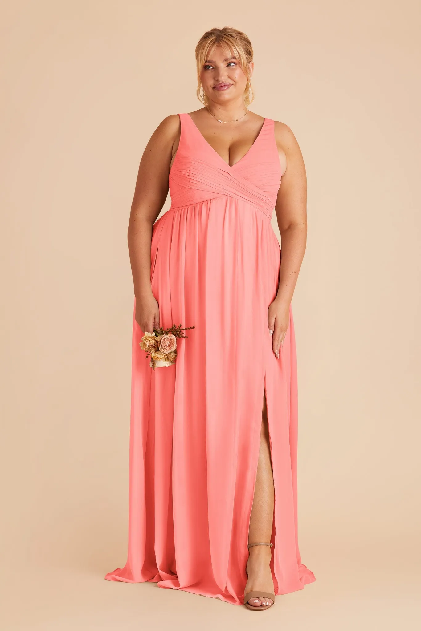 Laurie Chiffon Dress - Coral Pink sold by Birdy Grey product image thumbnail 3