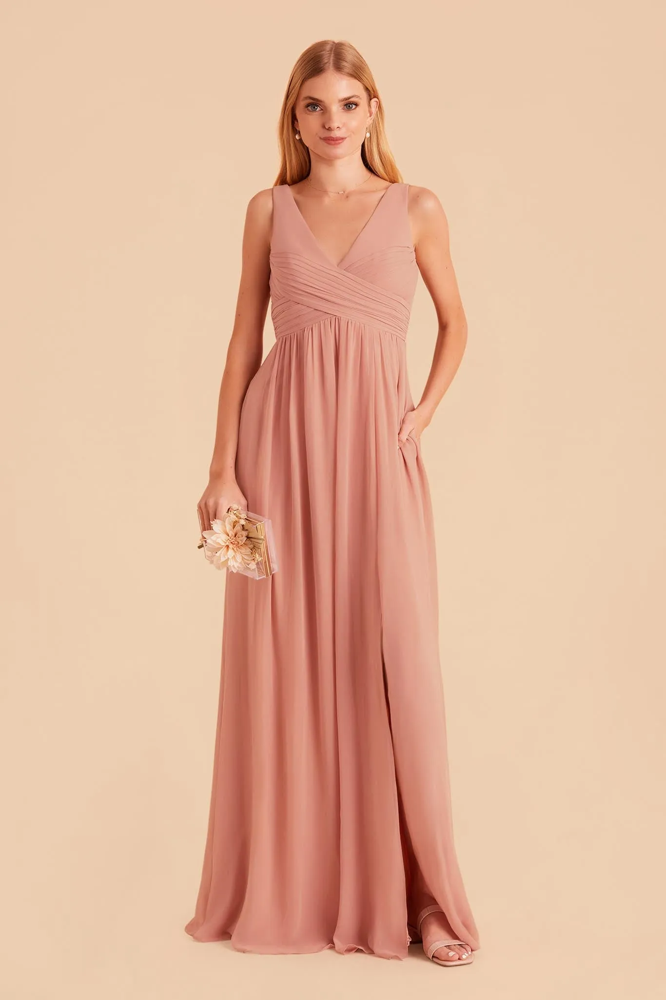 Laurie Chiffon Dress - Dusty Rose sold by Birdy Grey product image thumbnail 4