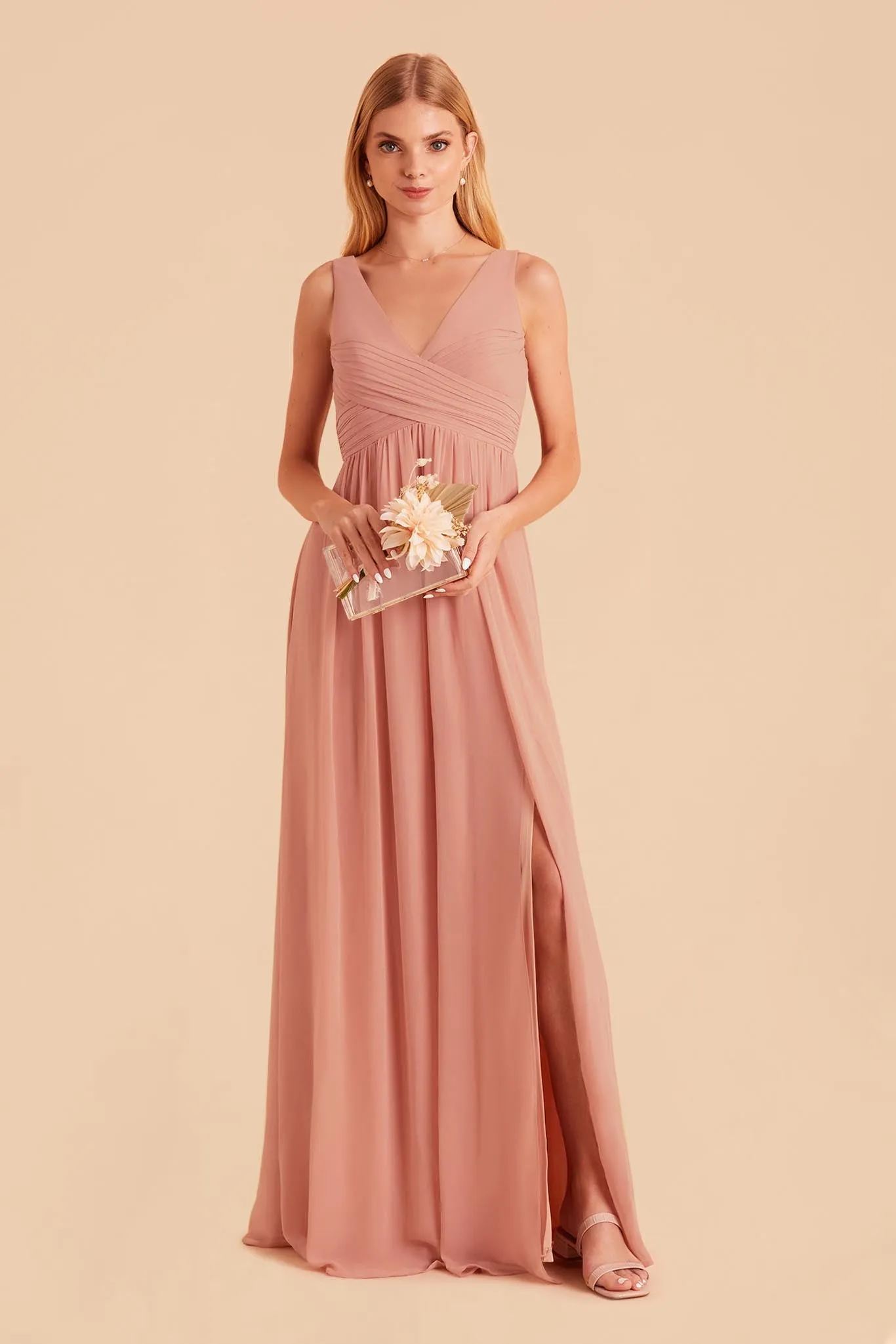 Laurie Chiffon Dress - Dusty Rose sold by Birdy Grey