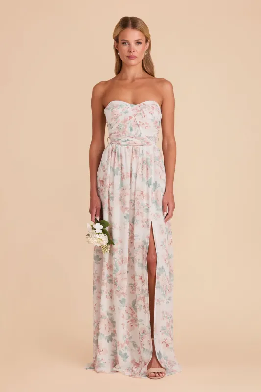 Grace Chiffon Dress - Dusty Apricot Peonies sold by Birdy Grey