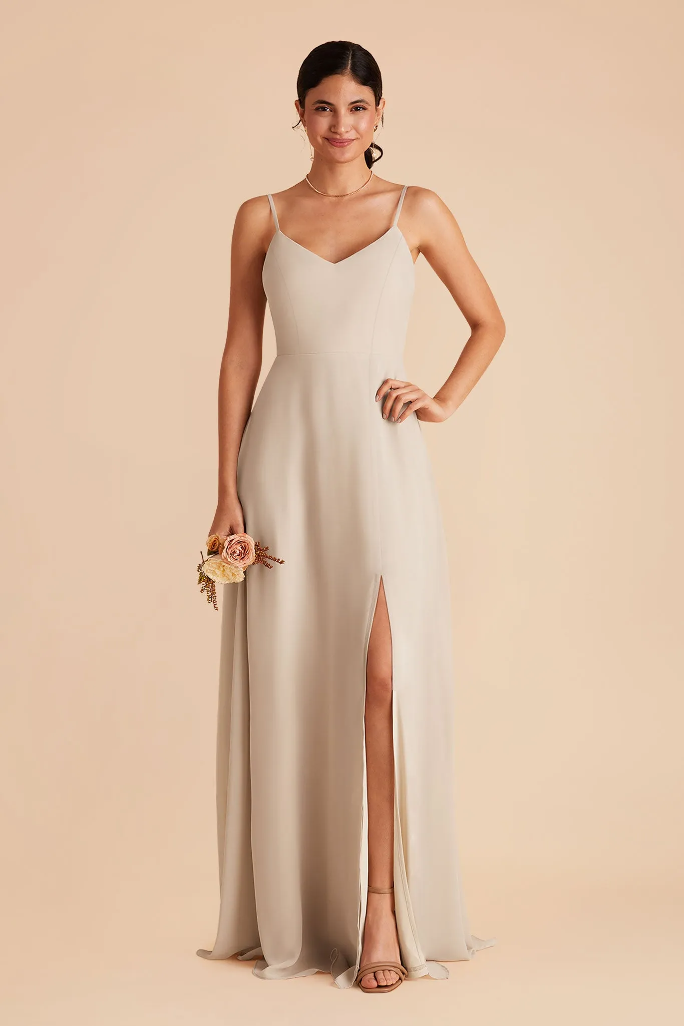Devin Chiffon Dress With Slit - Classic Champagne sold by Birdy Grey product image thumbnail 3