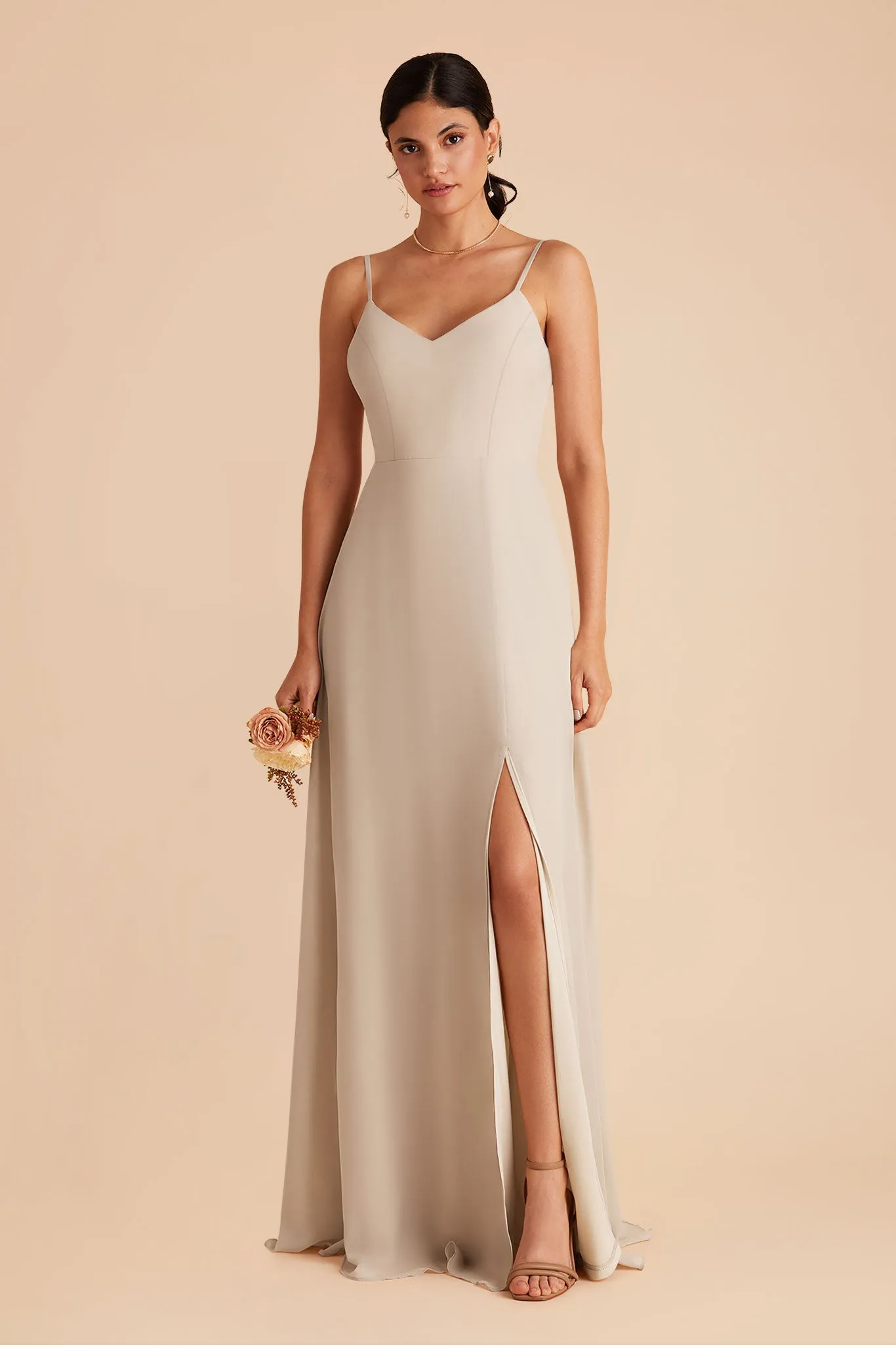 Devin Chiffon Dress With Slit - Classic Champagne sold by Birdy Grey product image thumbnail 4