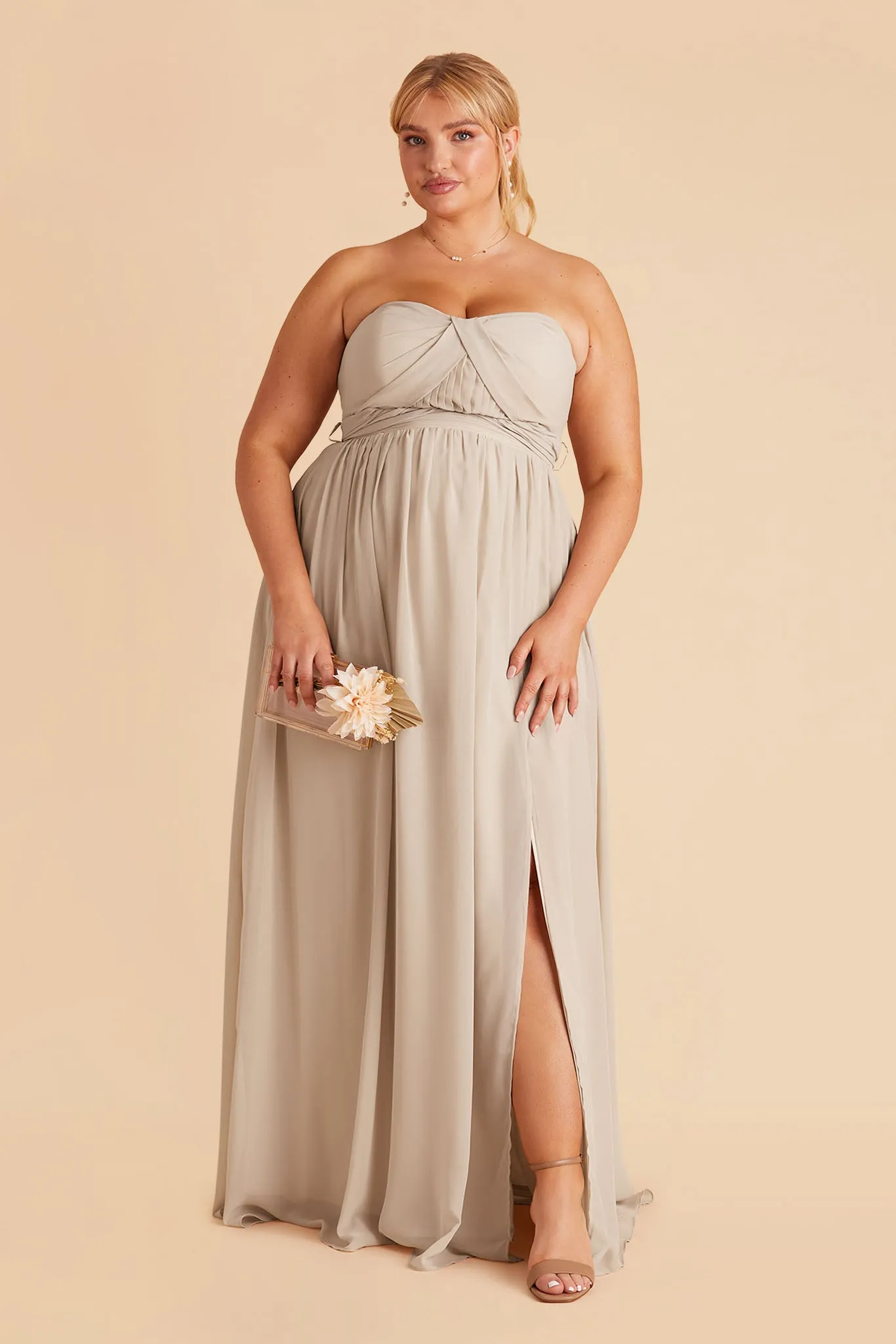 Grace Chiffon Dress With Slit - Classic Champagne sold by Birdy Grey product image thumbnail 2