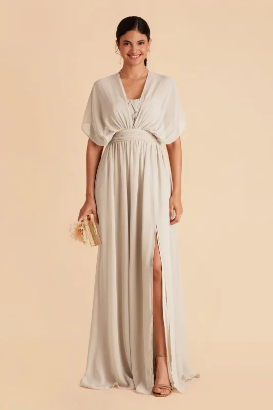 Grace Chiffon Dress With Slit - Classic Champagne sold by Birdy Grey
