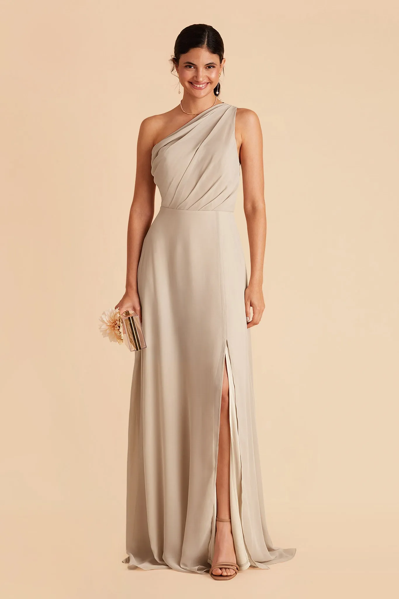 Kira Chiffon Dress With Slit - Classic Champagne sold by Birdy Grey product image thumbnail 5
