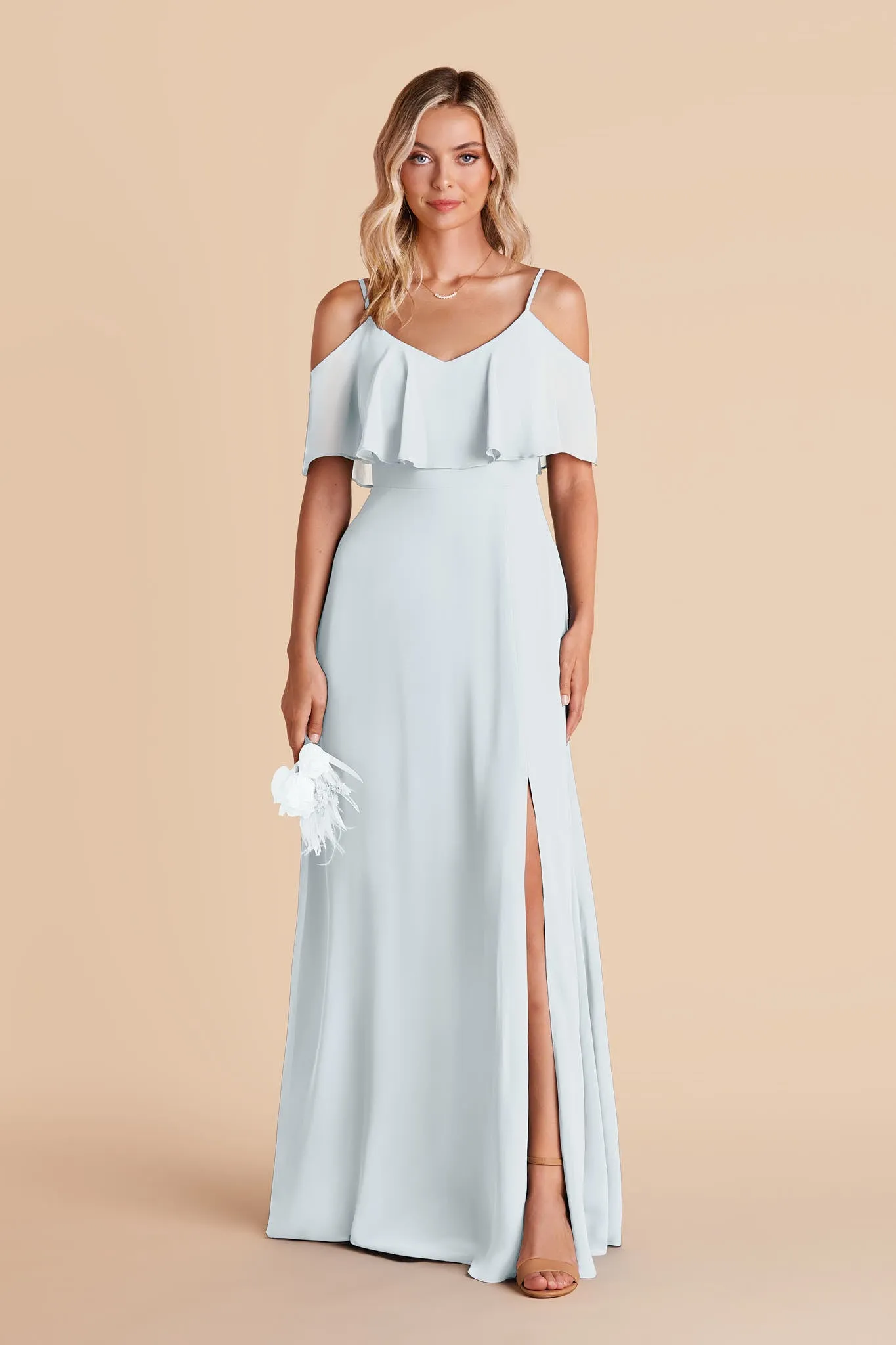 Jane Chiffon Dress With Slit - Mist Blue sold by Birdy Grey