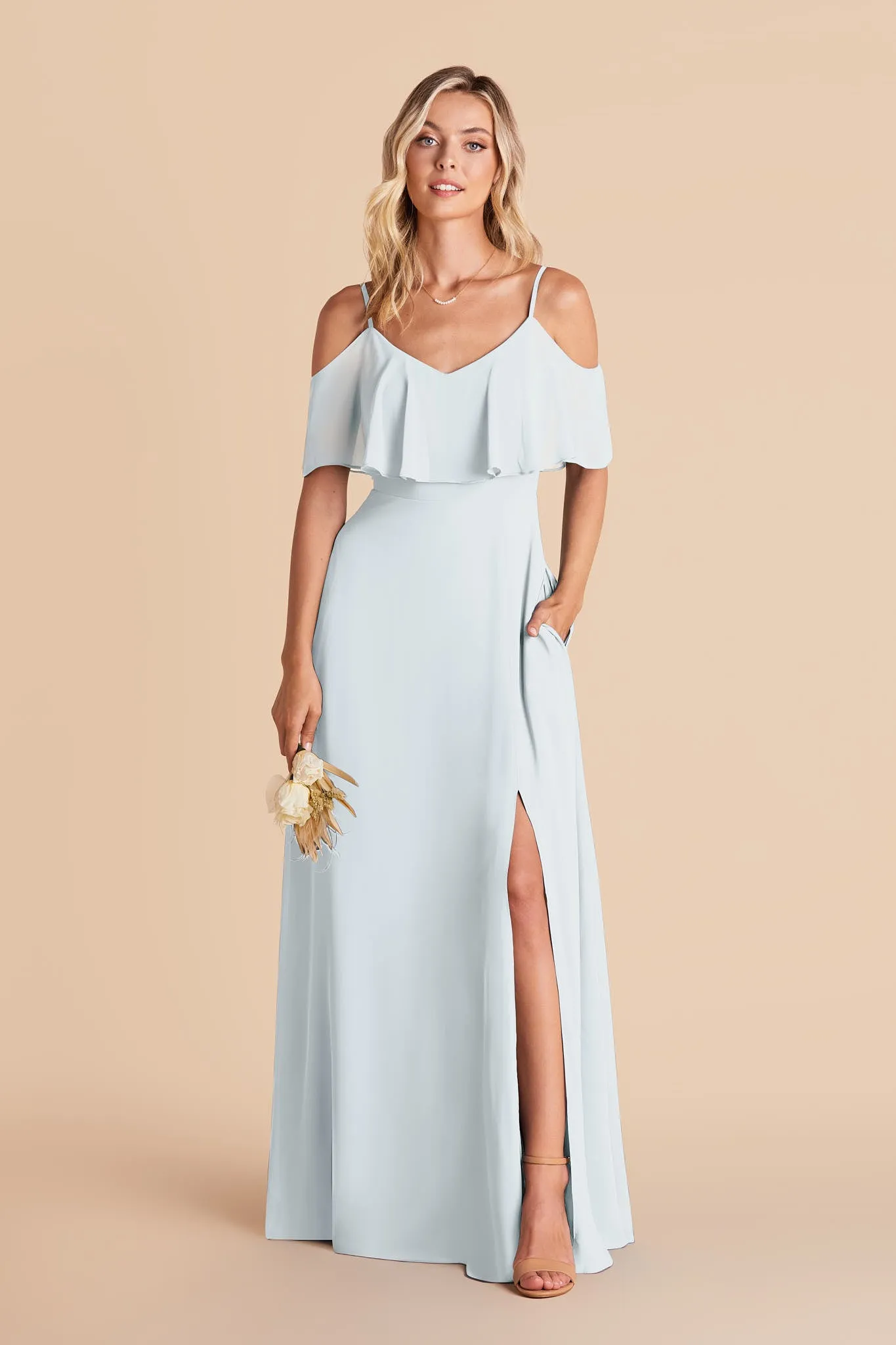 Jane Chiffon Dress With Slit - Mist Blue sold by Birdy Grey product image thumbnail 3