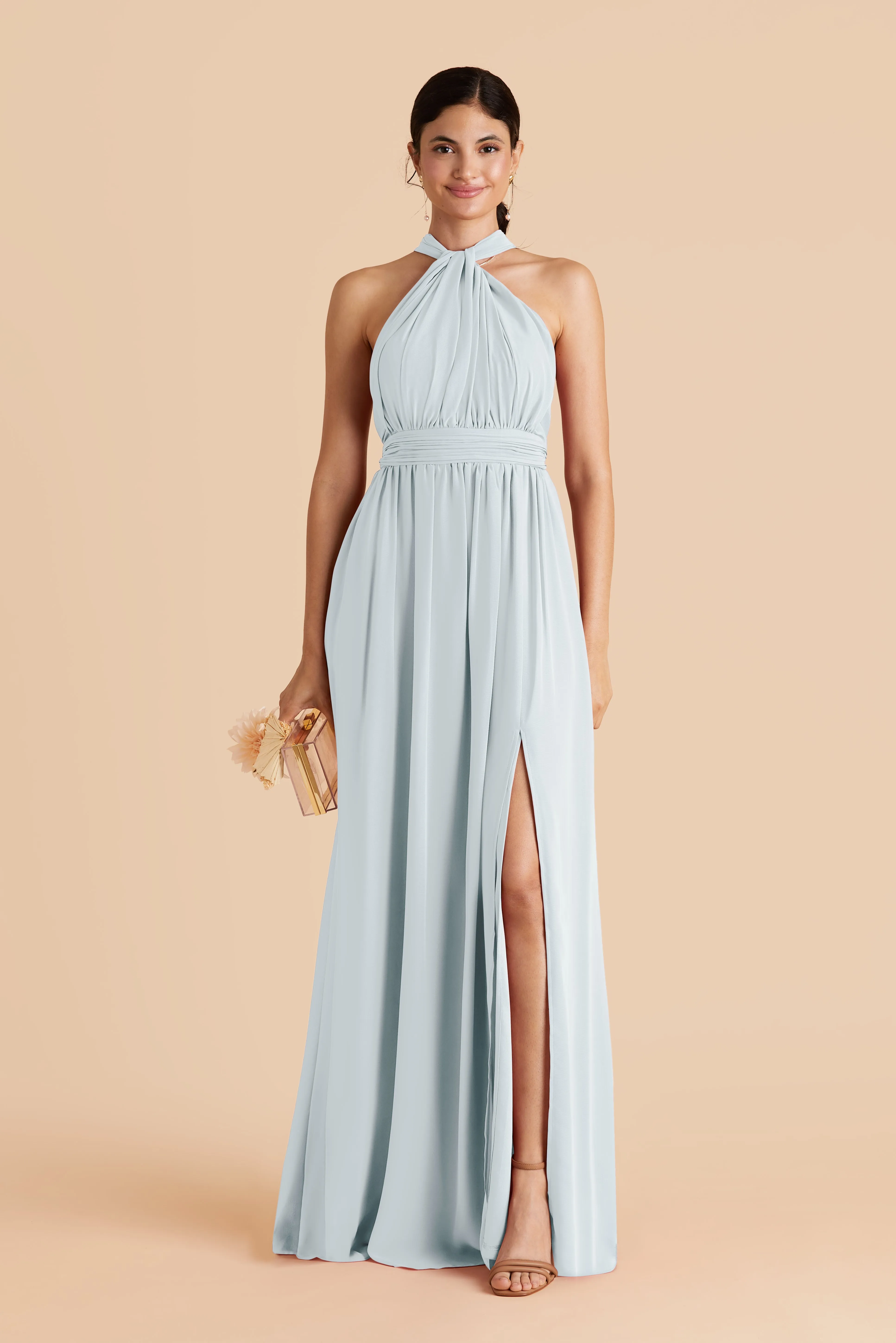 Grace Chiffon Dress With Slit - Mist Blue sold by Birdy Grey product image thumbnail 5
