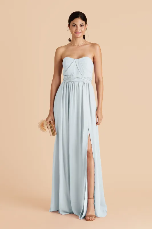 Grace Chiffon Dress With Slit - Mist Blue sold by Birdy Grey