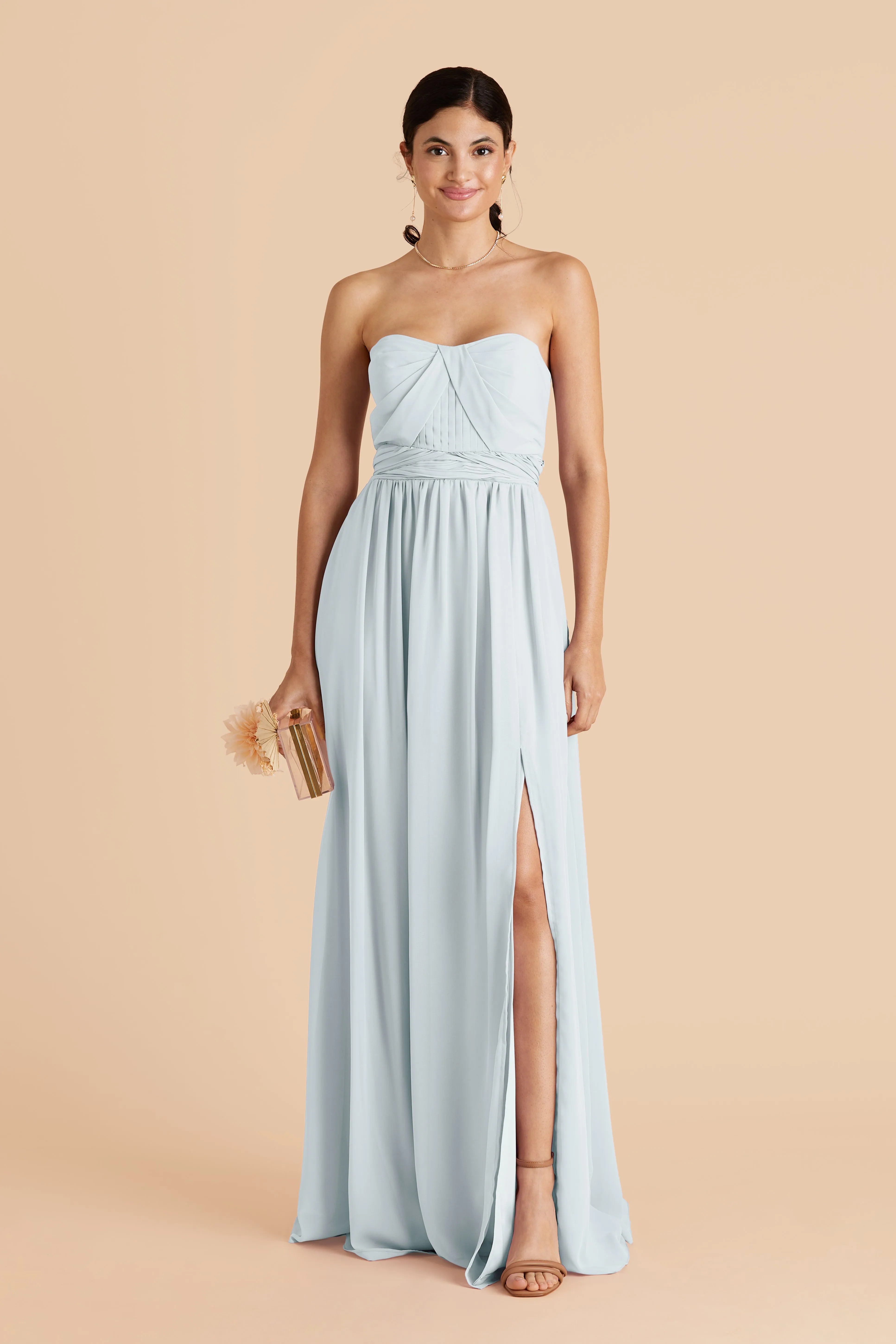 Grace Chiffon Dress With Slit - Mist Blue sold by Birdy Grey