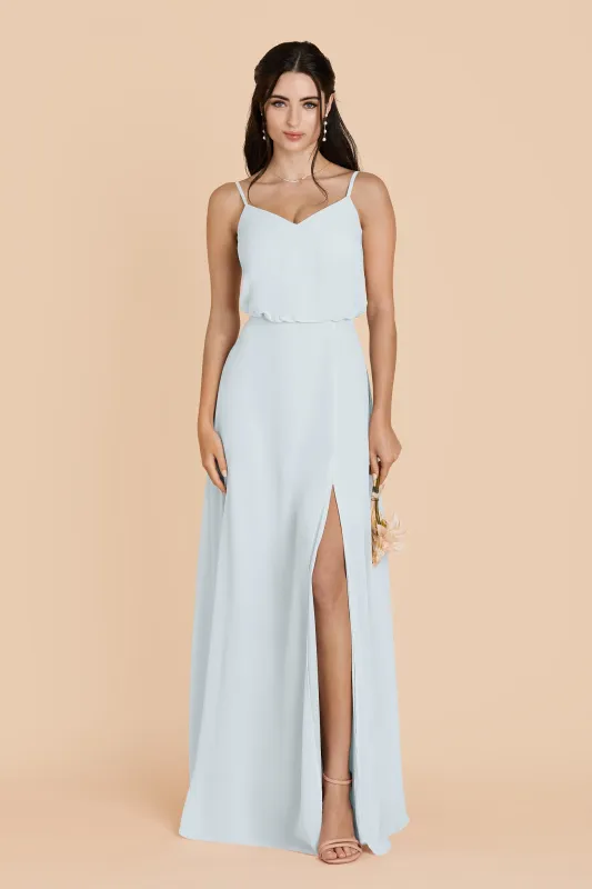 Gwennie Chiffon Dress With Slit - Mist Blue sold by Birdy Grey