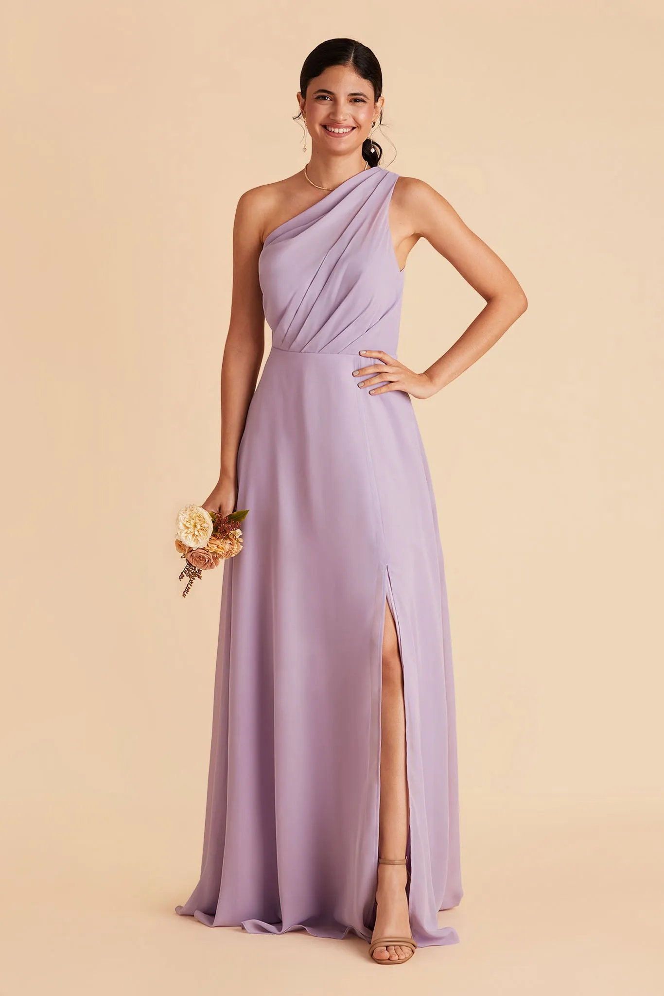 Kira Chiffon Dress With Slit - Lavender sold by Birdy Grey