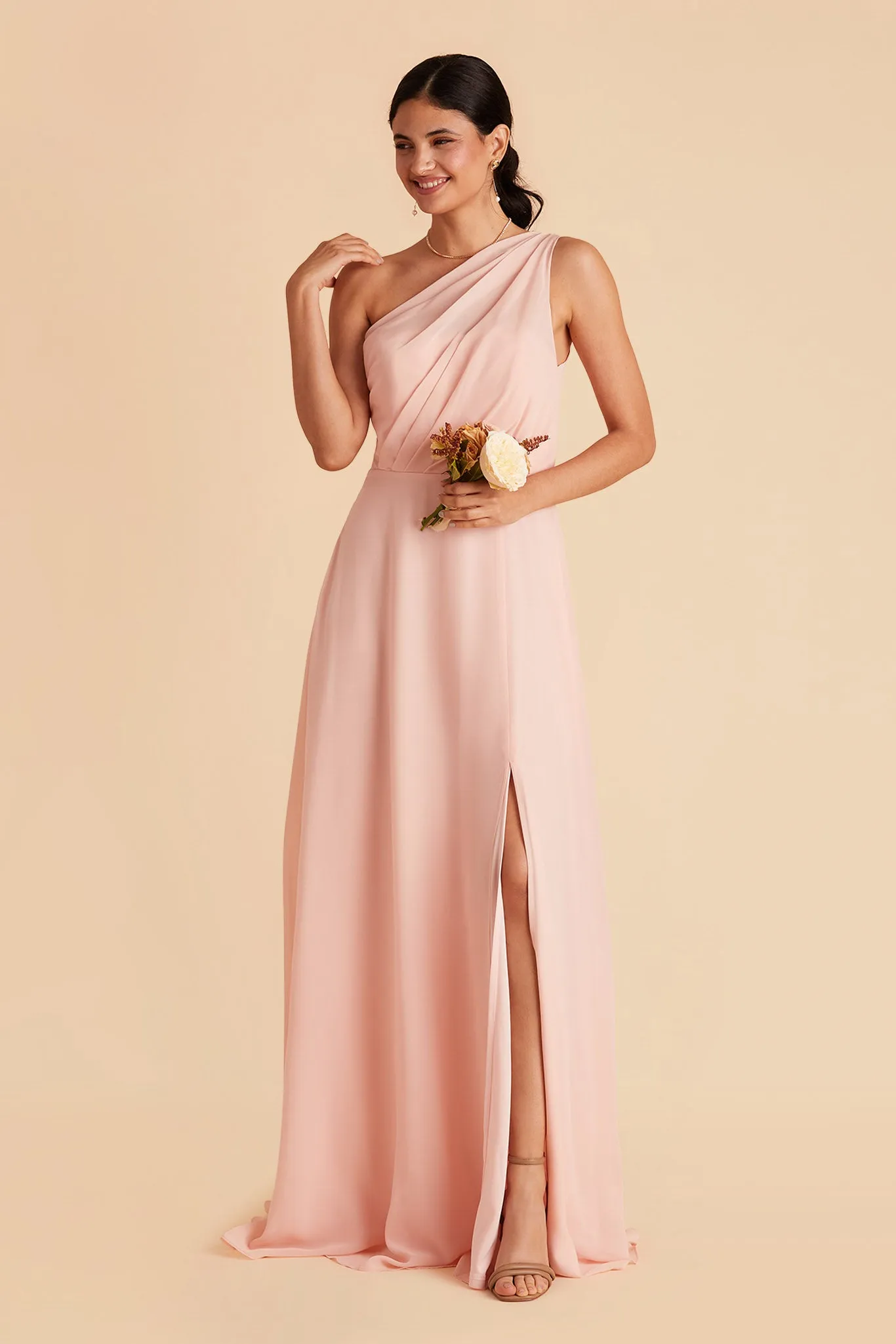 Kira Chiffon Dress With Slit - Blush Pink sold by Birdy Grey product image thumbnail 3