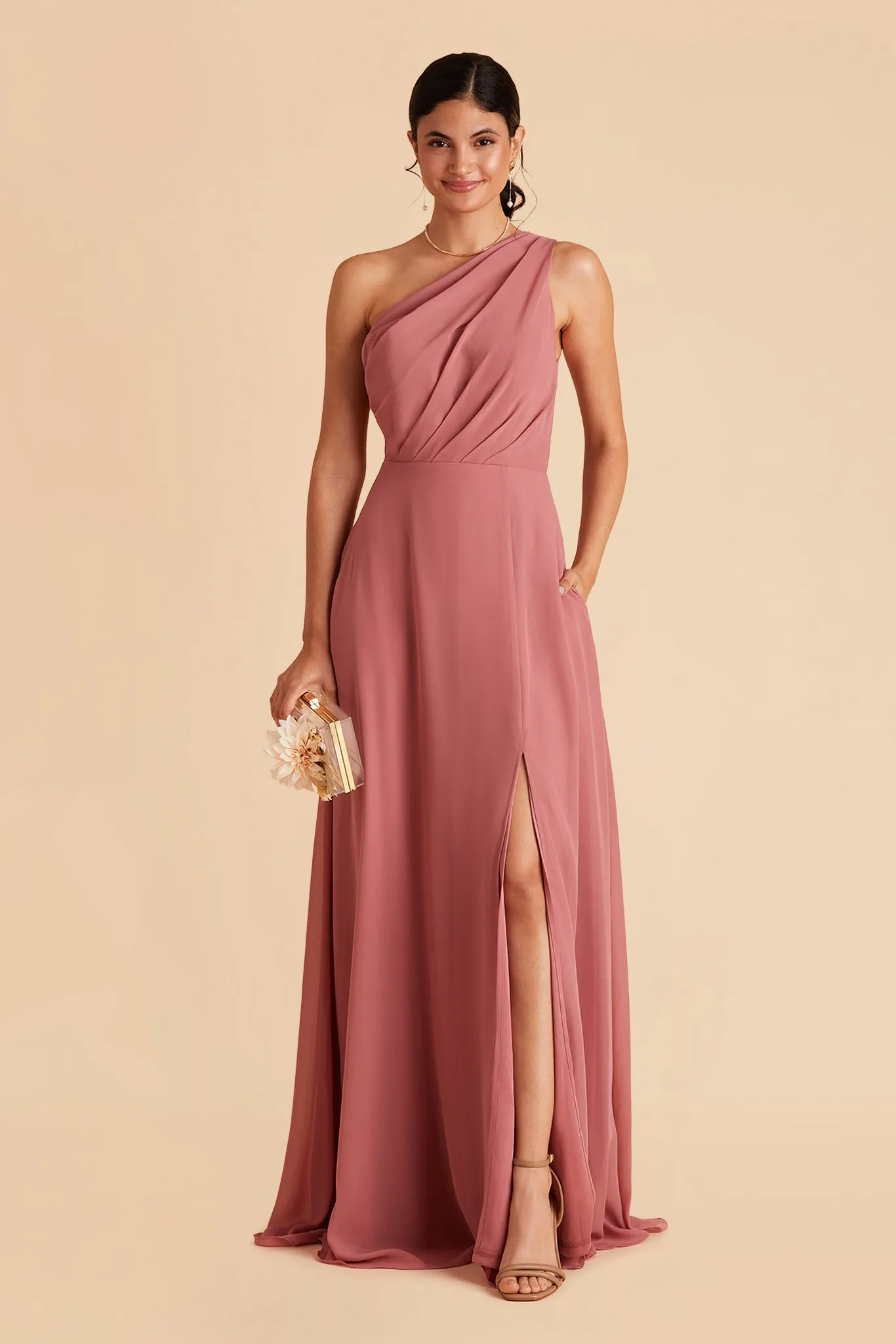 Kira Chiffon Dress With Slit - Mulberry sold by Birdy Grey product image thumbnail 3