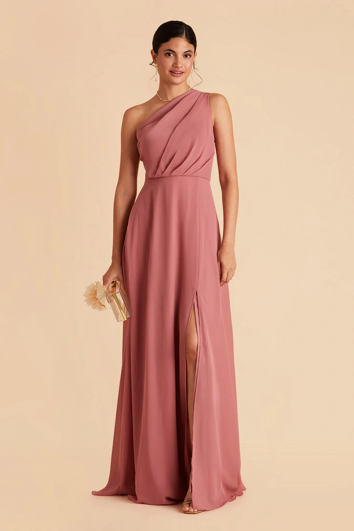 Kira Chiffon Dress With Slit - Mulberry sold by Birdy Grey