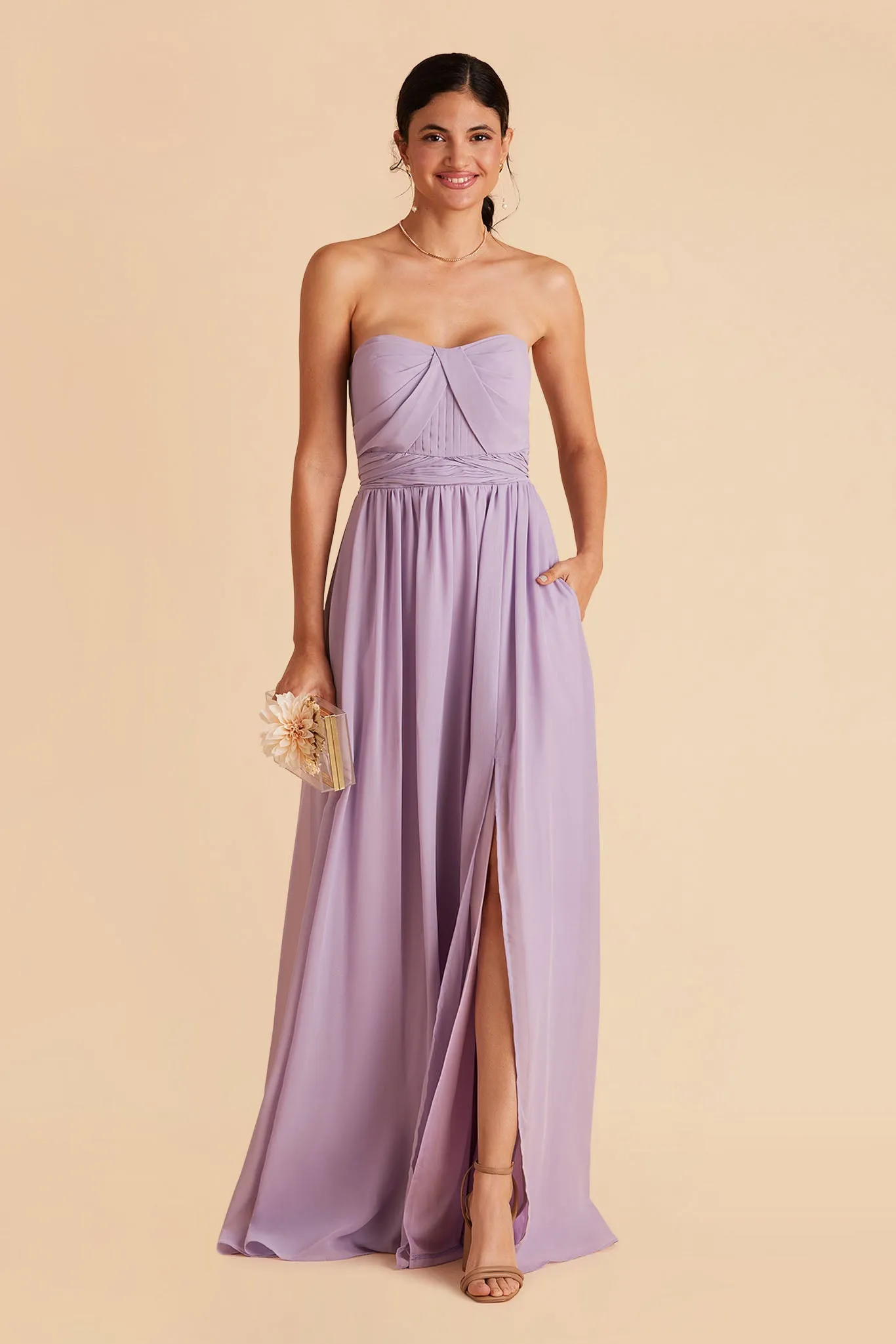 Grace Chiffon Dress With Slit - Lavender sold by Birdy Grey product image thumbnail 4