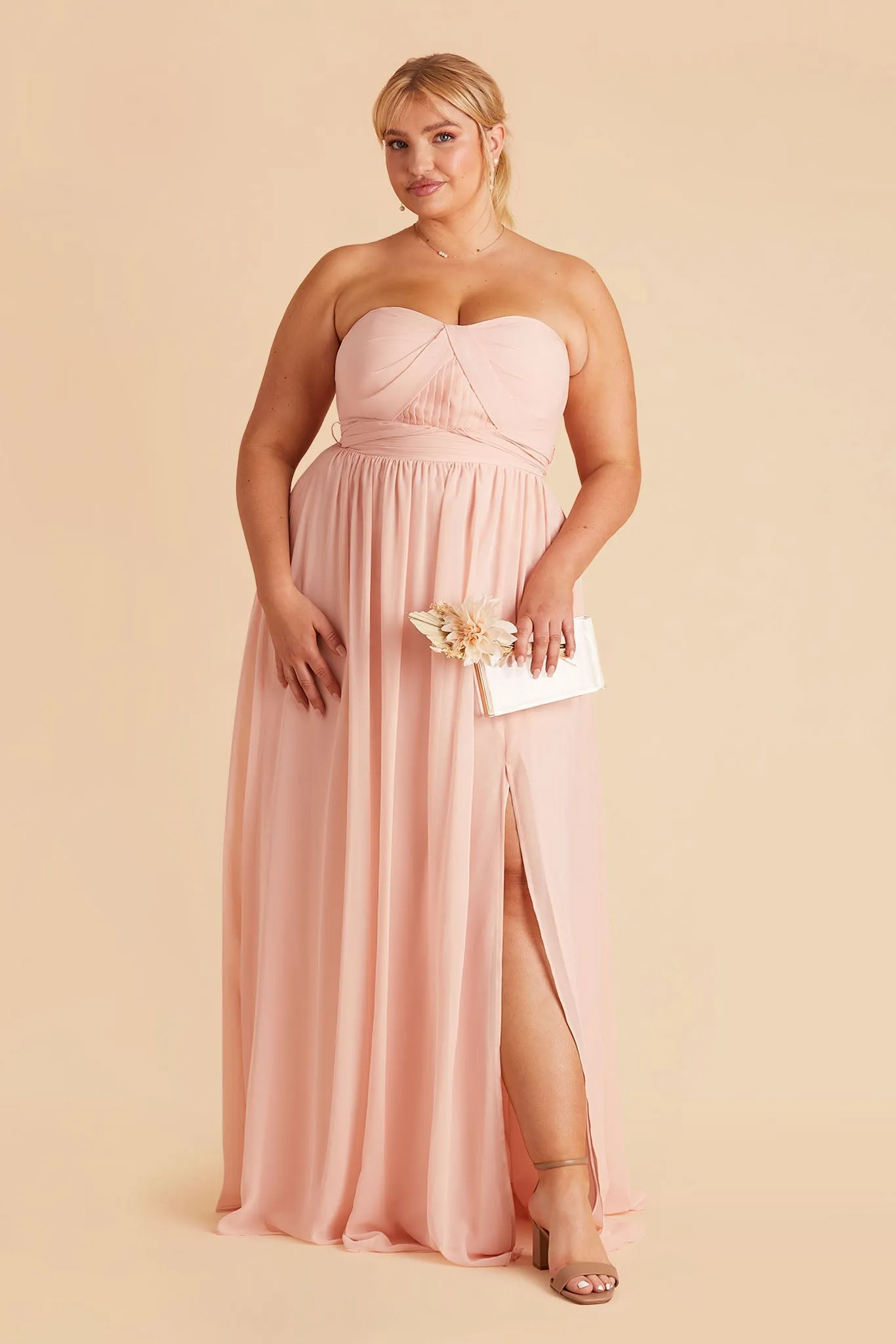 Grace Chiffon Dress With Slit - Blush Pink sold by Birdy Grey product image thumbnail 2