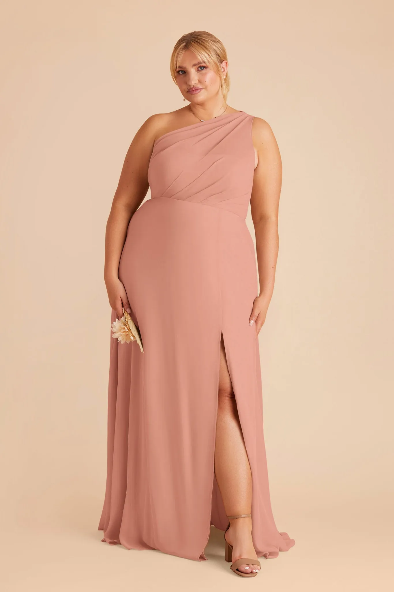 Kira Chiffon Dress With Slit - Dusty Rose sold by Birdy Grey product image thumbnail 2