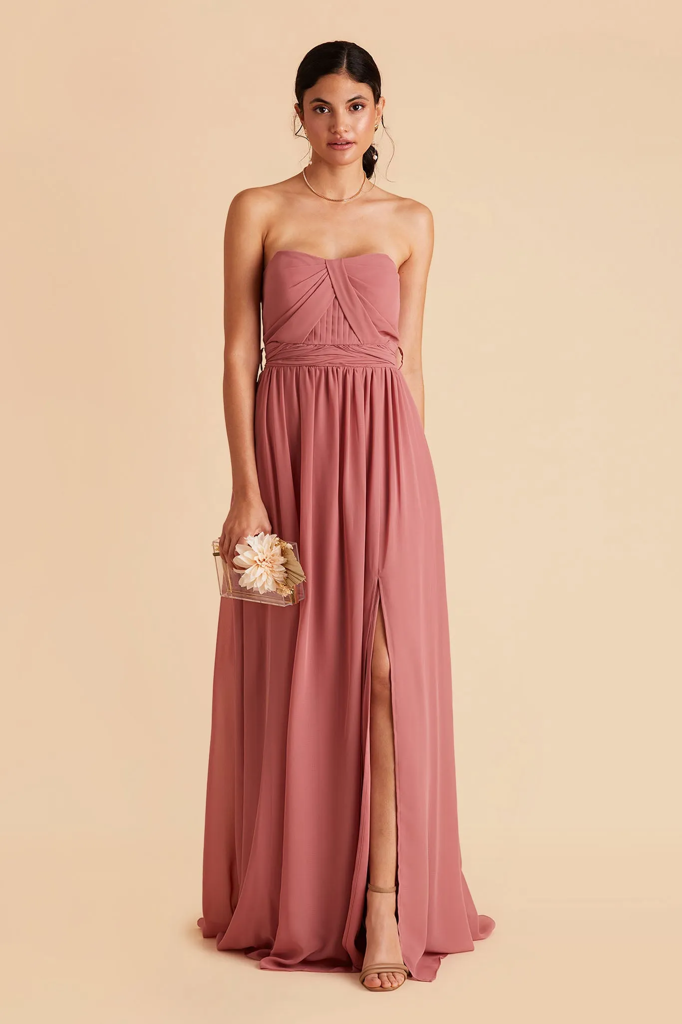 Grace Chiffon Dress With Slit - Mulberry sold by Birdy Grey product image thumbnail 4