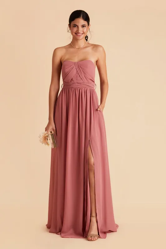 Grace Chiffon Dress With Slit - Mulberry sold by Birdy Grey