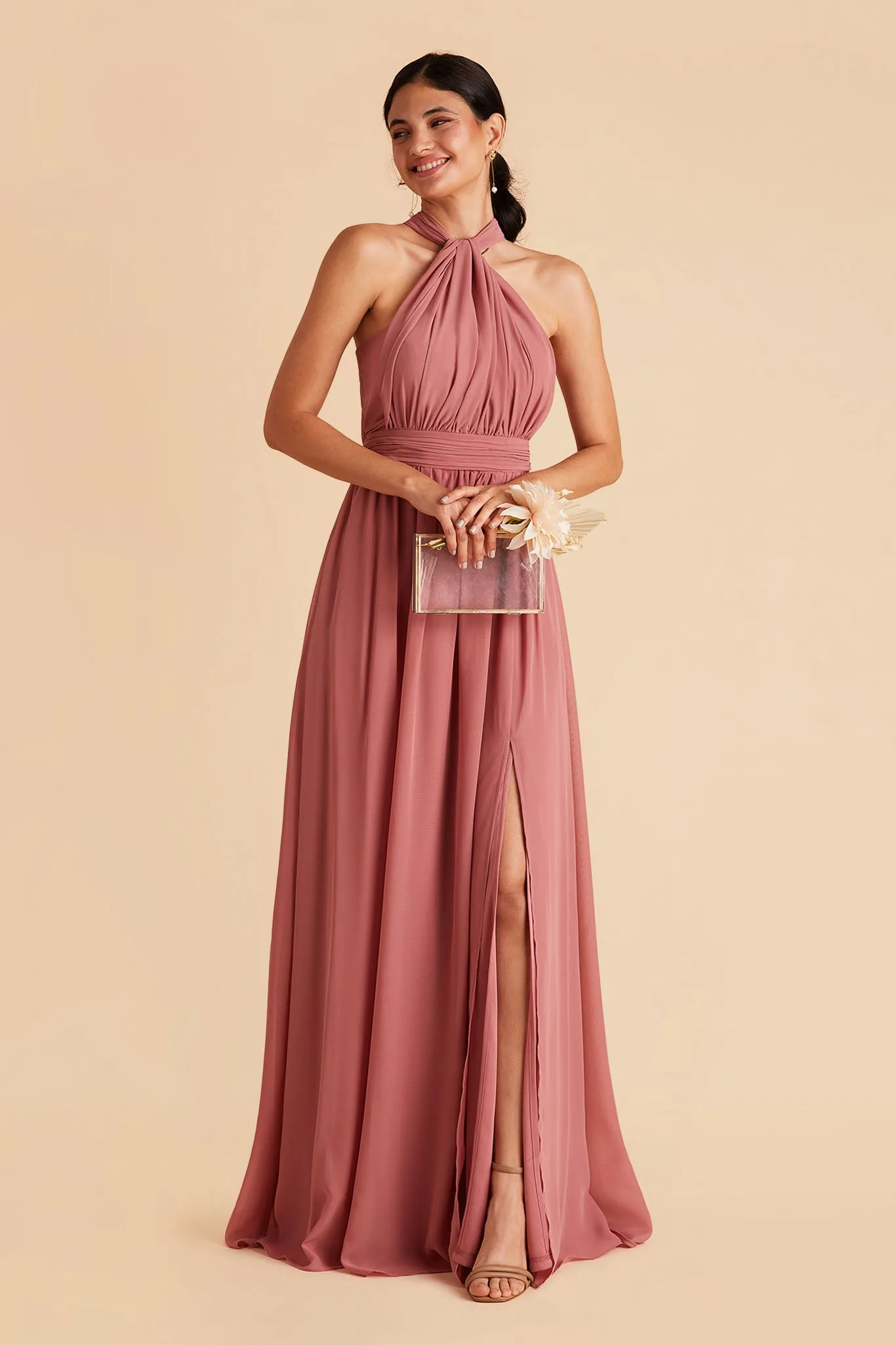 Grace Chiffon Dress With Slit - Mulberry sold by Birdy Grey product image thumbnail 3