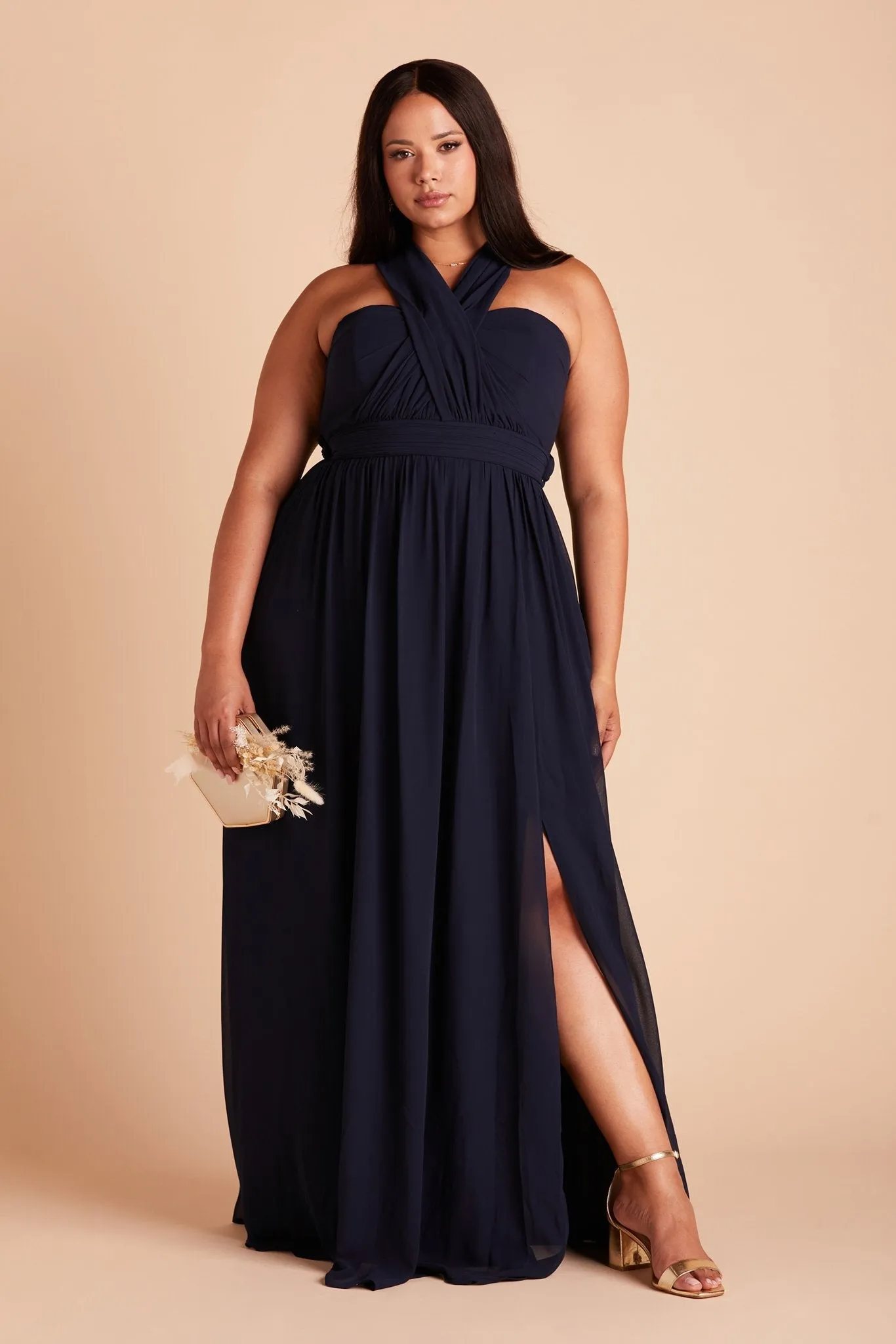 Grace Chiffon Dress With Slit - Navy sold by Birdy Grey product image thumbnail 2