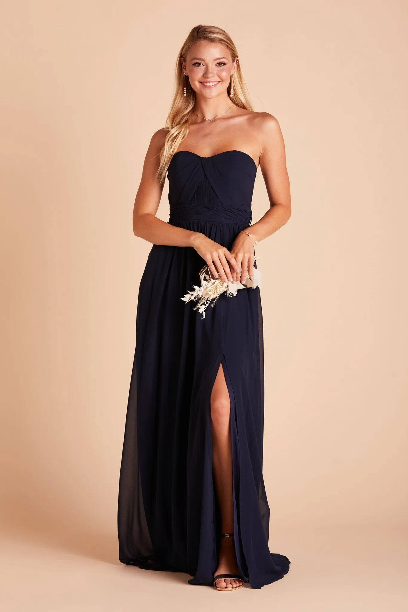 Grace Chiffon Dress With Slit - Navy sold by Birdy Grey product image thumbnail 5