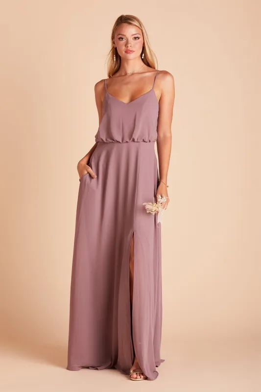 Gwennie Chiffon Dress With Slit - Dark Mauve sold by Birdy Grey