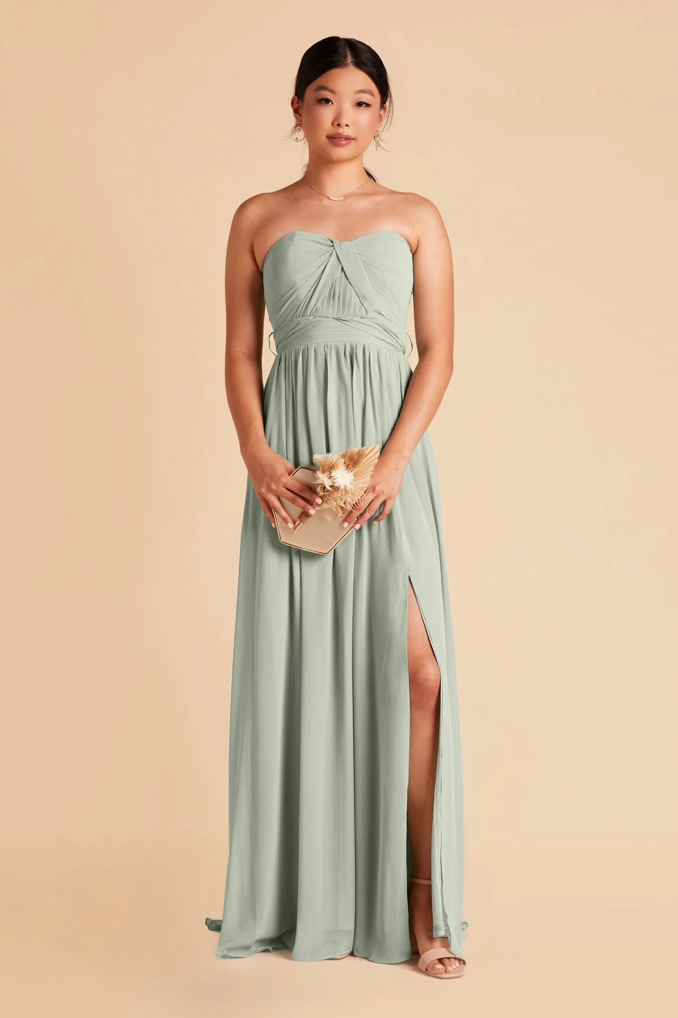 Grace Chiffon Dress With Slit - Sage sold by Birdy Grey product image thumbnail 3