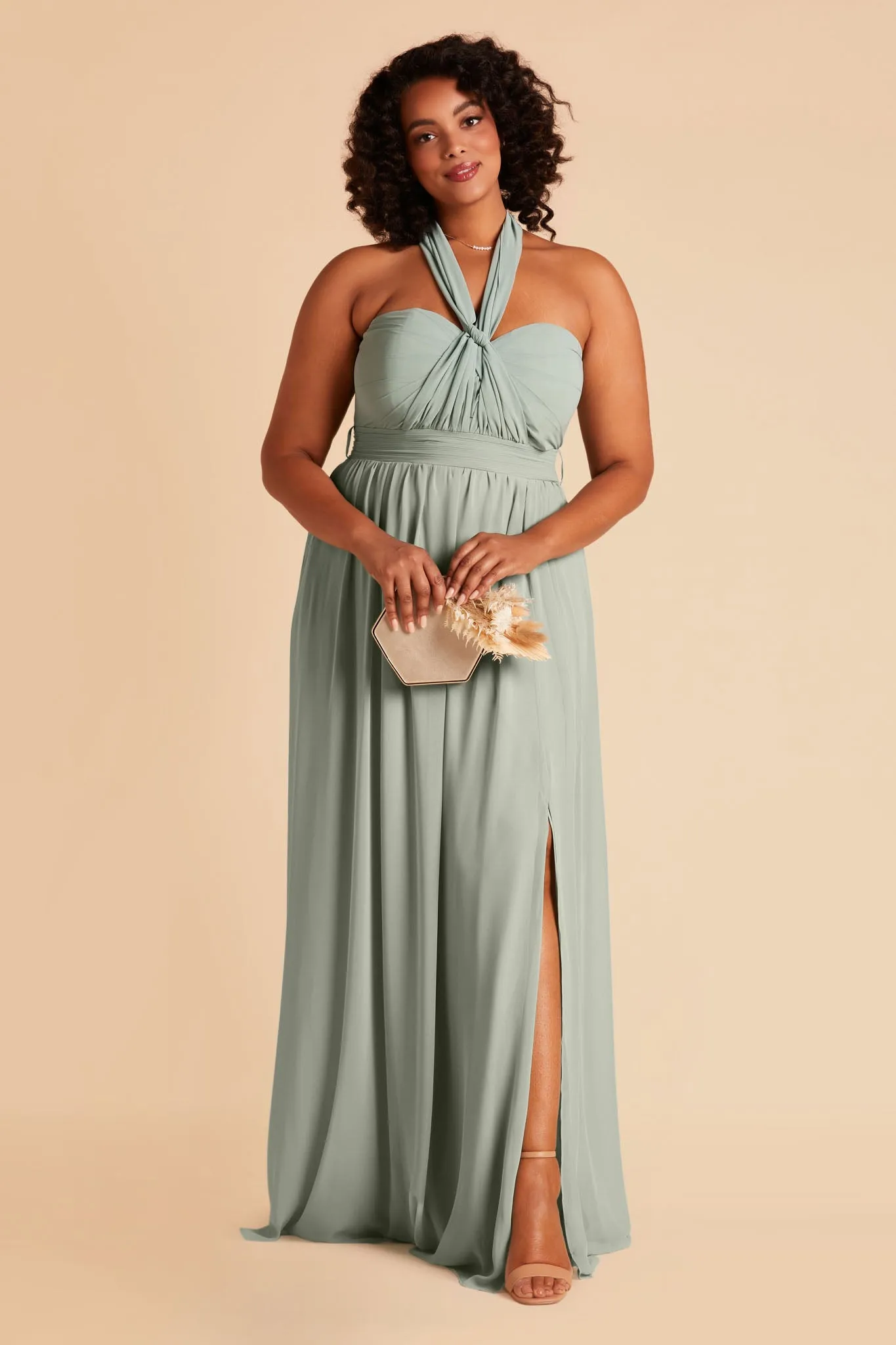 Grace Chiffon Dress With Slit - Sage sold by Birdy Grey product image thumbnail 2