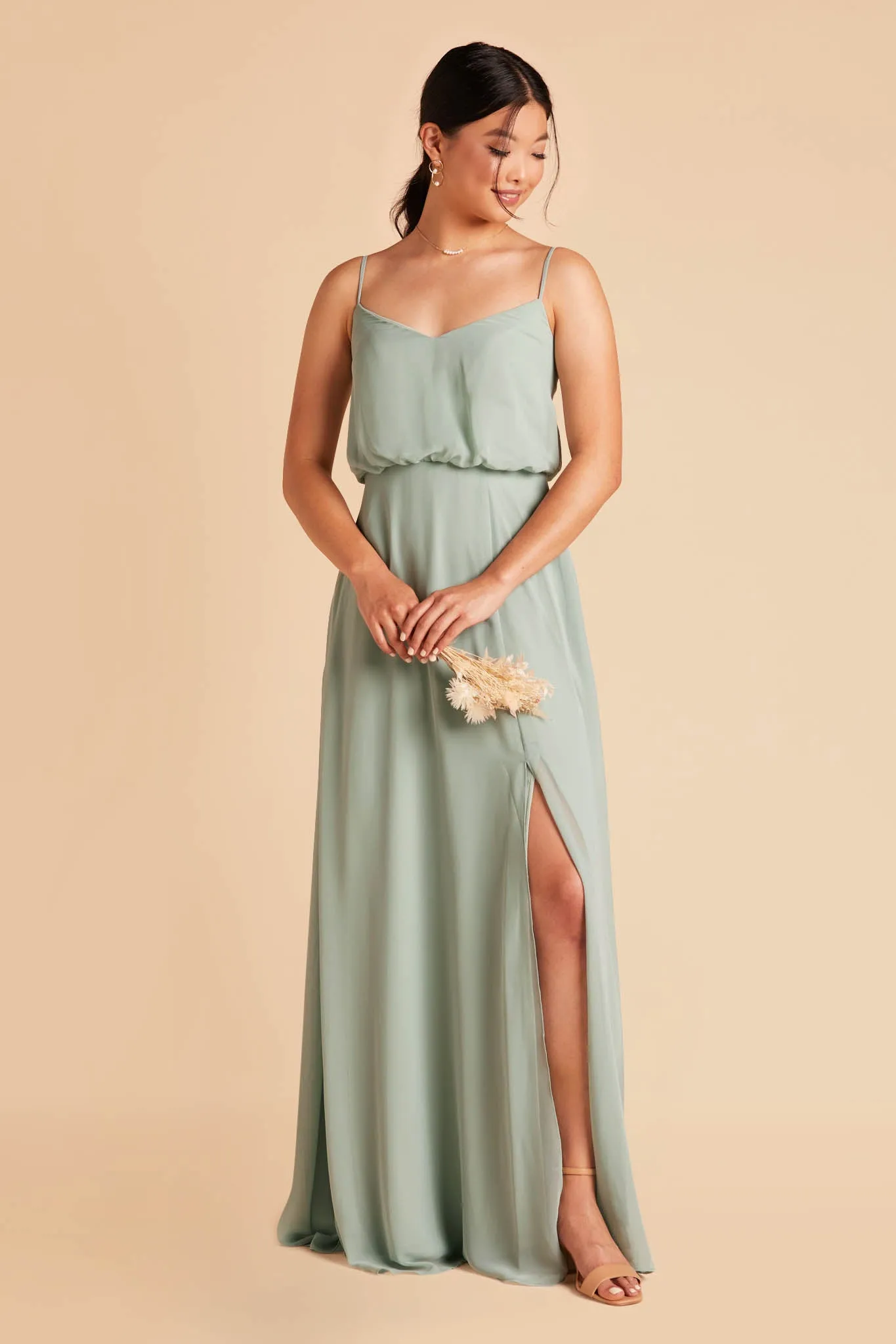 Gwennie Chiffon Dress With Slit - Sage sold by Birdy Grey product image thumbnail 4